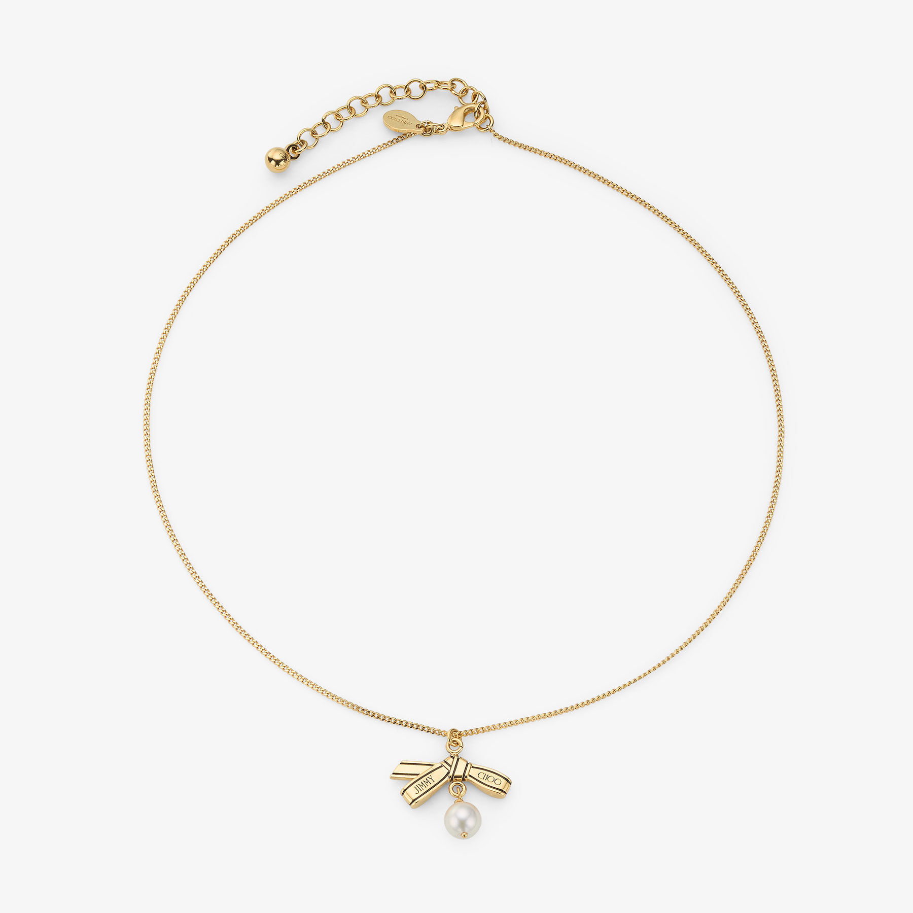 トップス Lumignon Pearl ribbon chain quilting Ribbon Pendant Necklace |Gold Metal Pendant Necklace with Ribbon