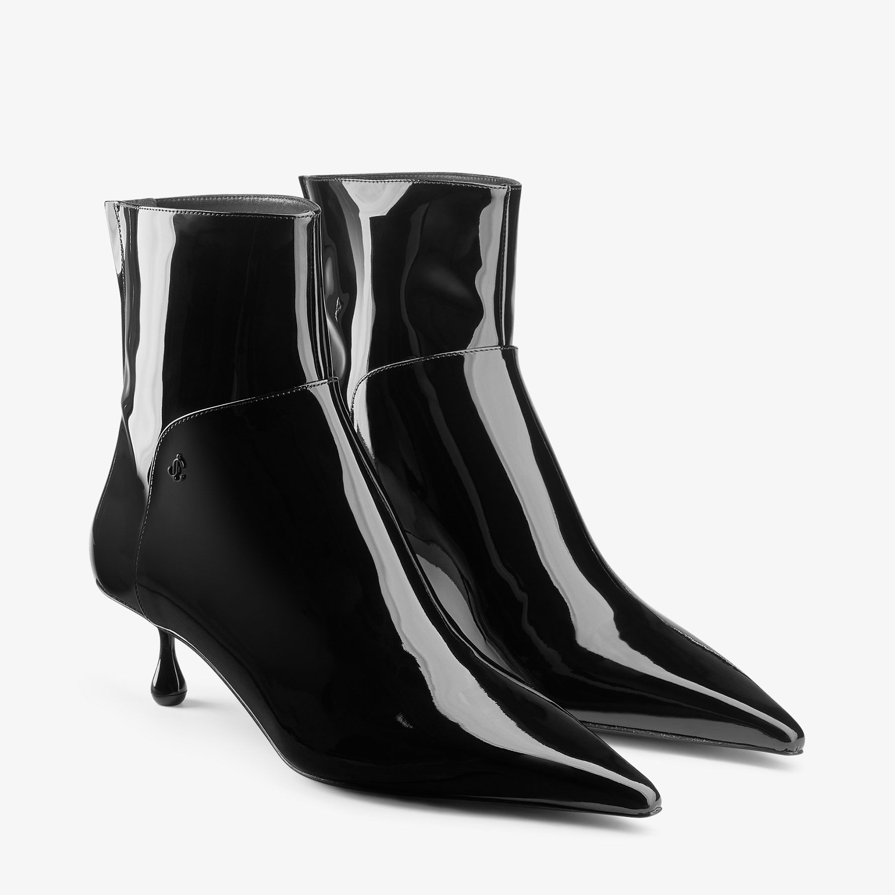 Black patent leather kitten heel cheap boots