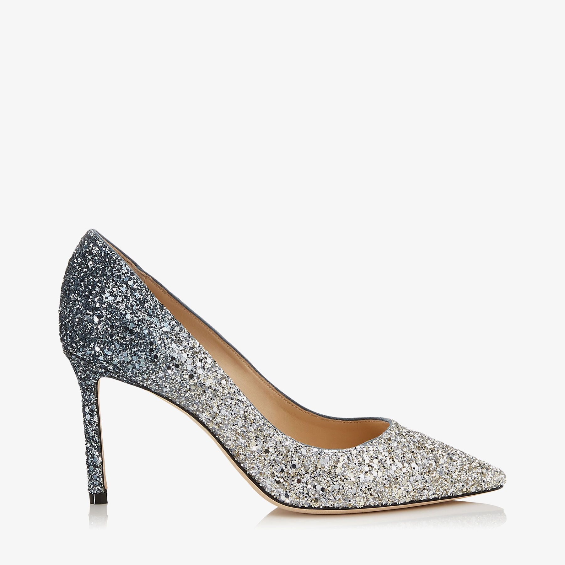 【JIMMY CHOO】Romy85 Champagne 37 参考価格12万 Champagne Coarse Glitter Fabric Pointy Toe Pump| ROMY 85