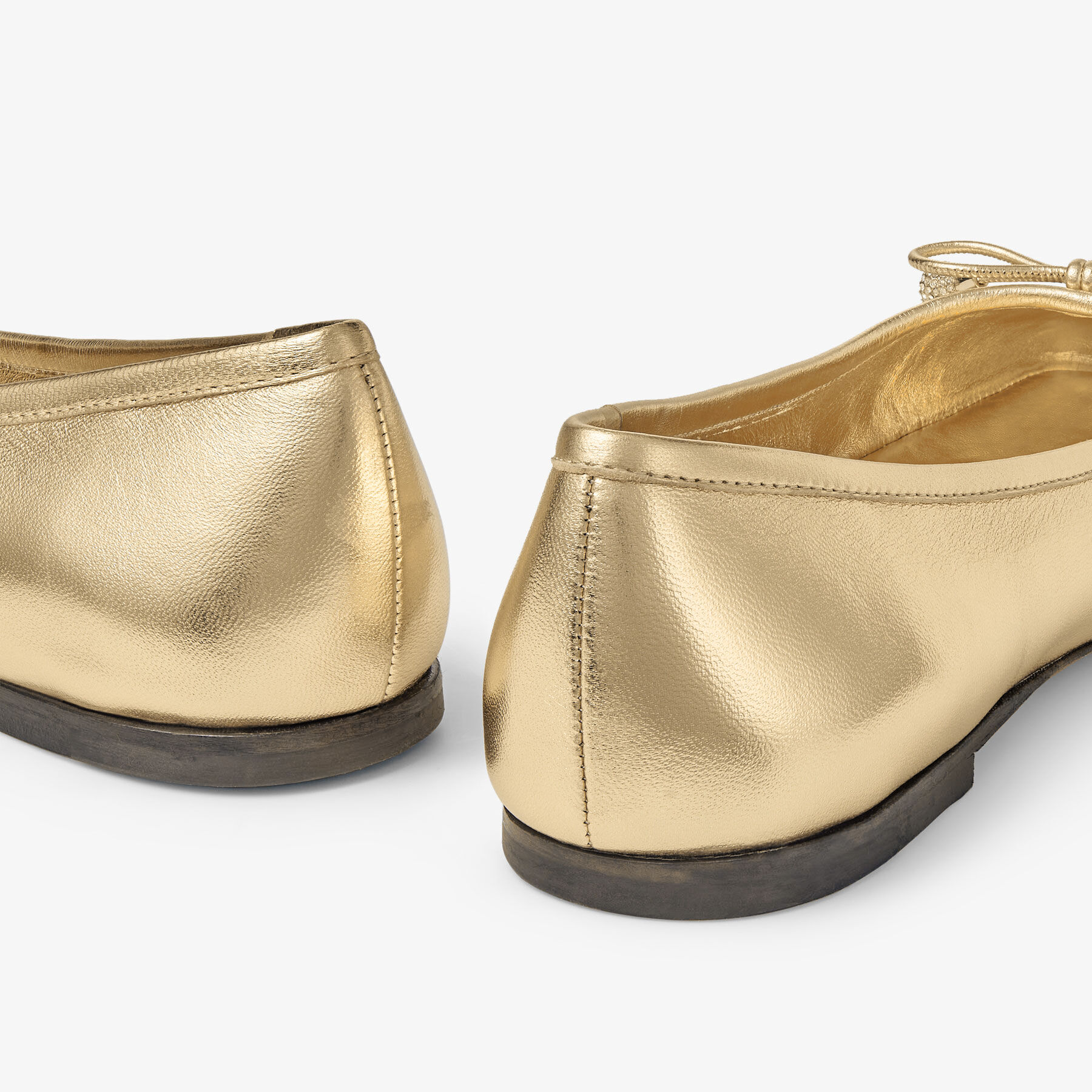 ELME FLAT Gold Metallic Nappa Leather Flats with Pearl