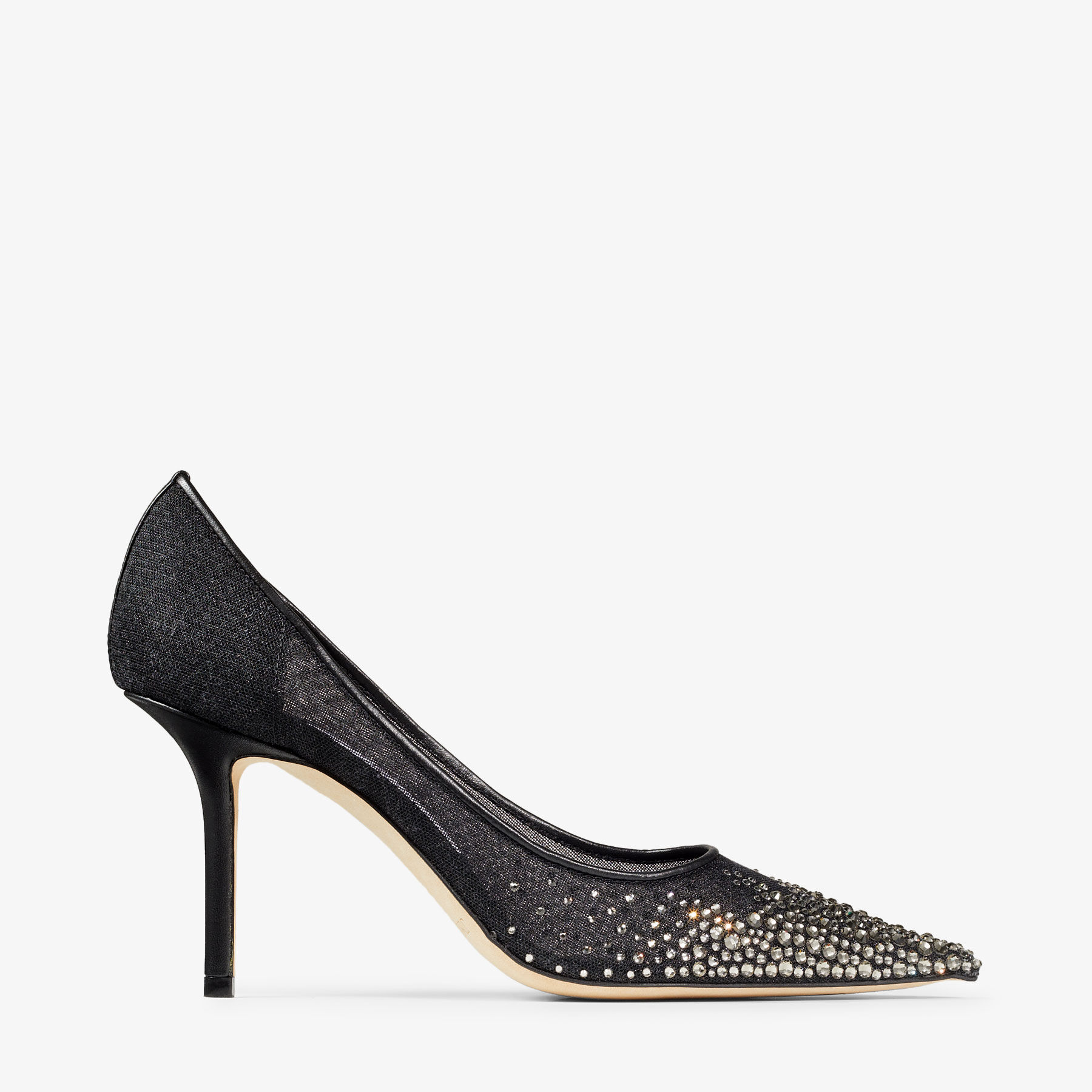 LOVE 85 Black Mesh Pumps with D grad Crystals Jimmy Choo