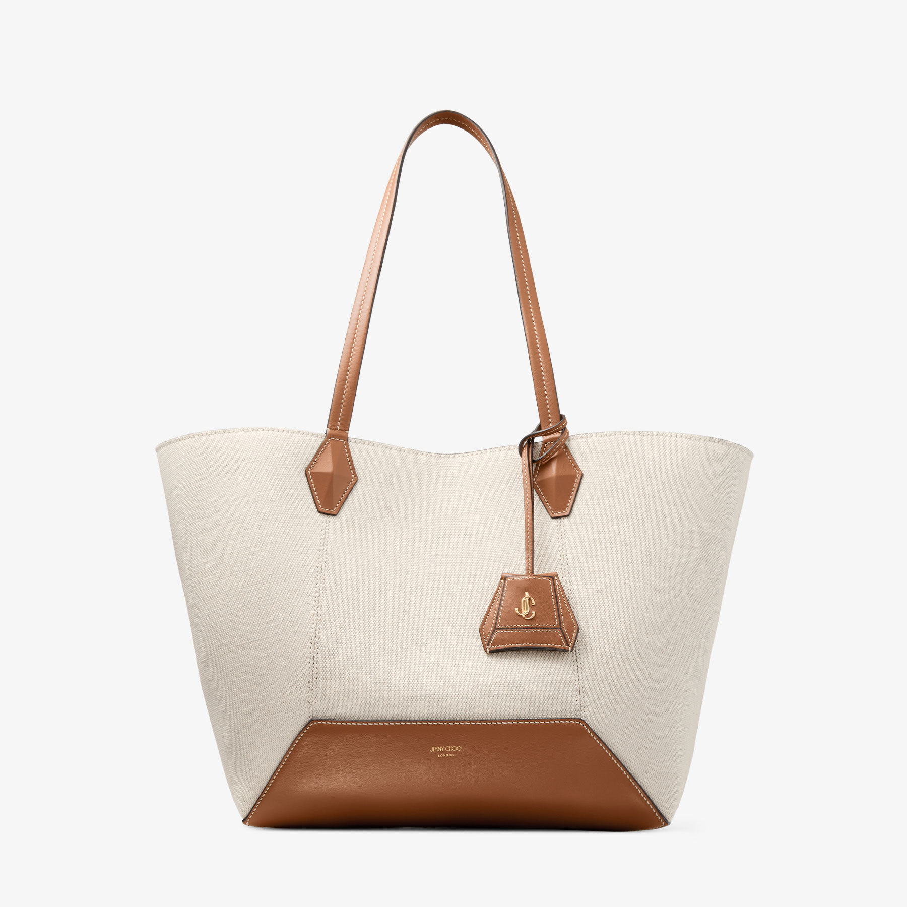 新品未使用品 JIMMY CHOO DEELAN TOTEBAG トートバッグ Diamond Tote M | Natural and Tan Recycled Canvas Tote Bag with