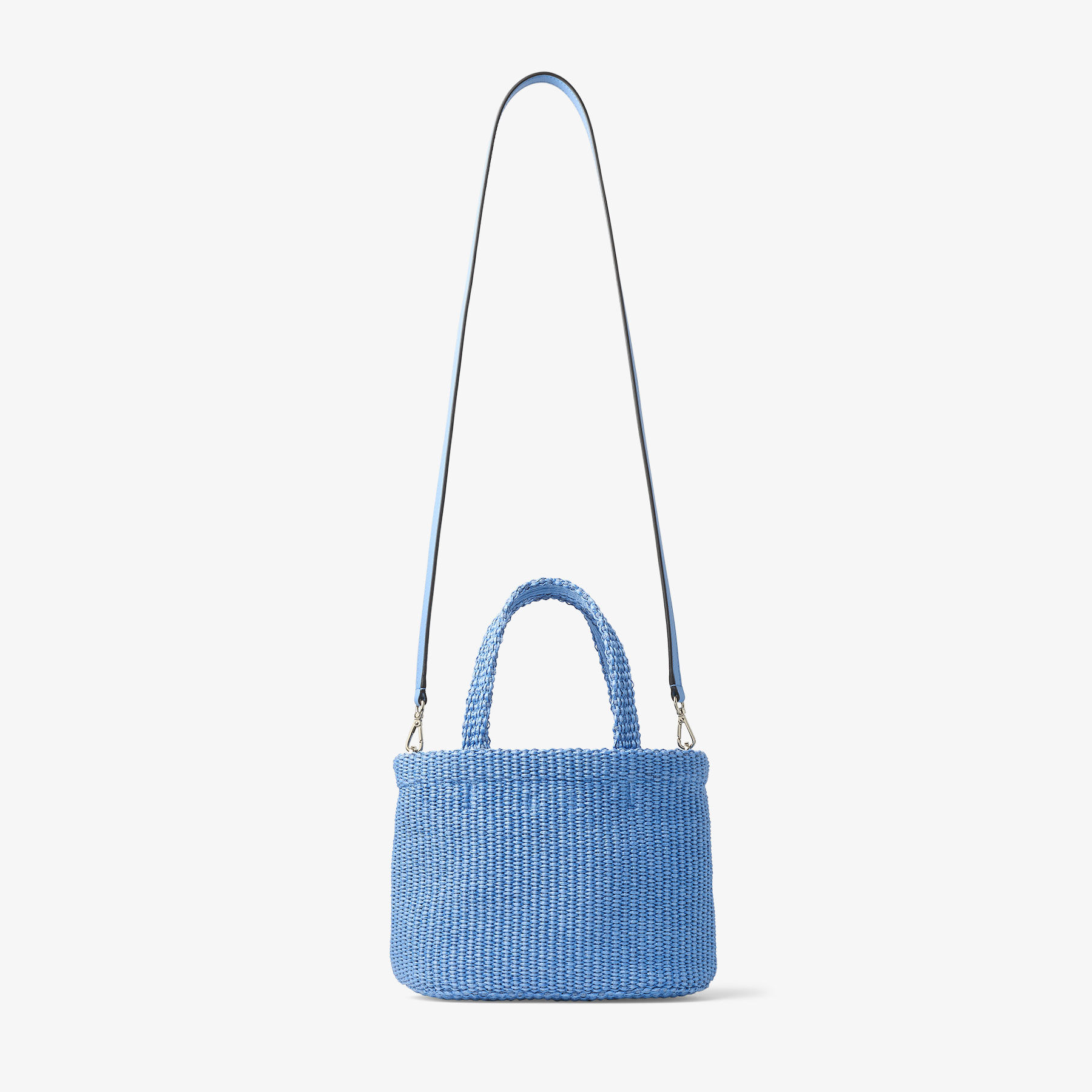 Beach Tote East-West Mini | Ocean Blue and Ecru Raffia Mini Beach