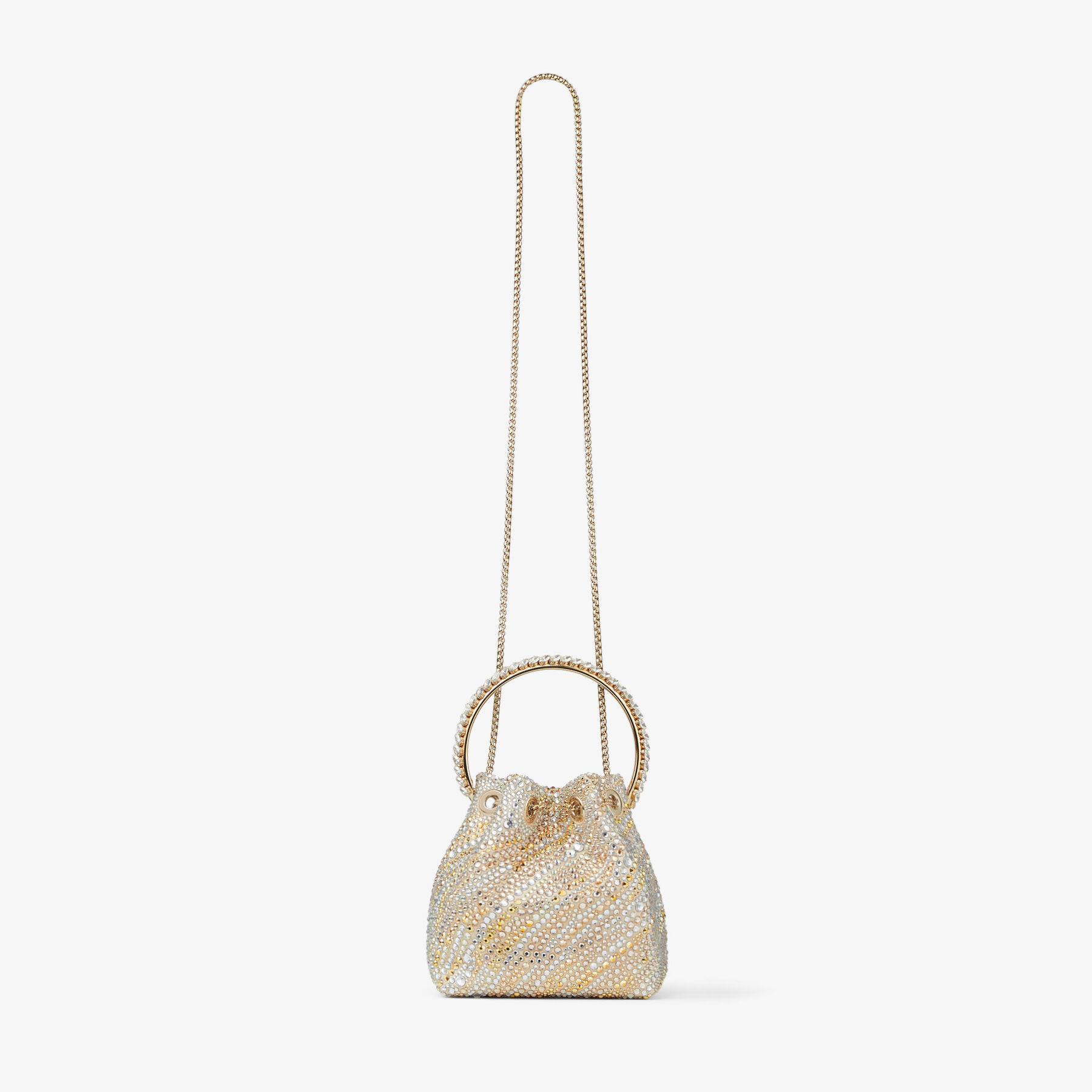 Bon Bon | Gold Mix Satin Crystal Bag | JIMMY CHOO