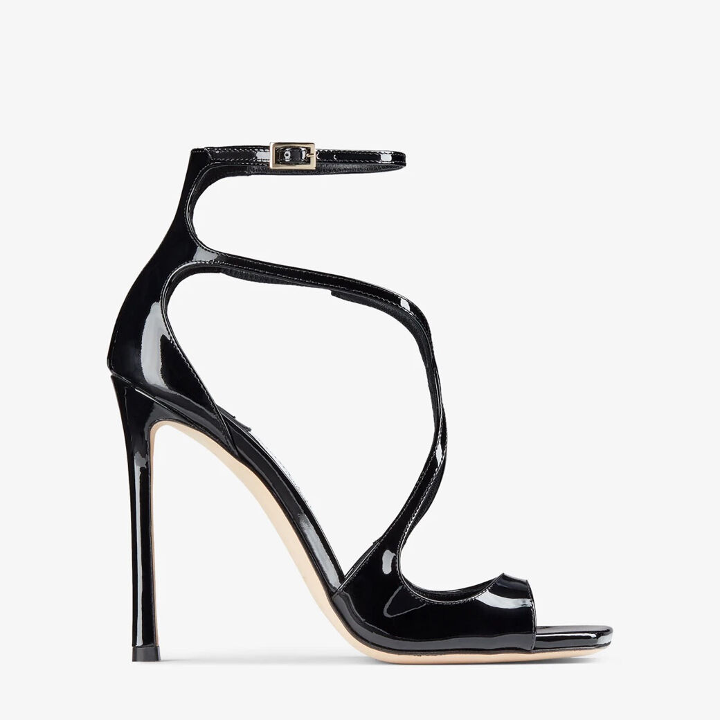 【完売必至】Jimmy Choo Azia 110 パテントレザーサンダル Black Patent Leather Sandals | AZIA 110 | Winter 2021
