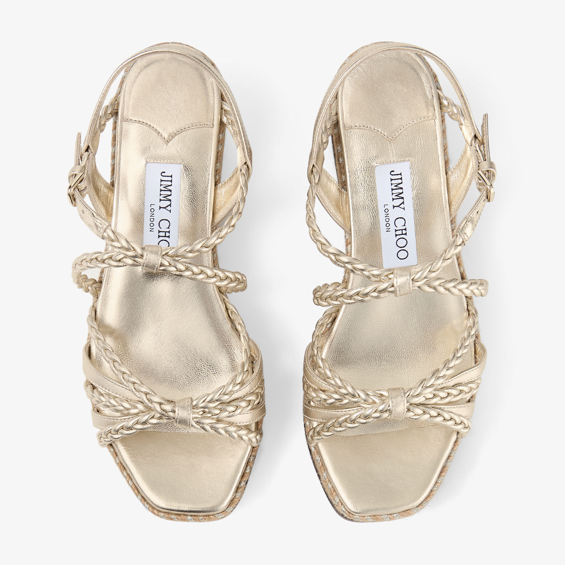 Nyra 60 | Soft Gold Mix Metallic Nappa Leather Sandal Wedges