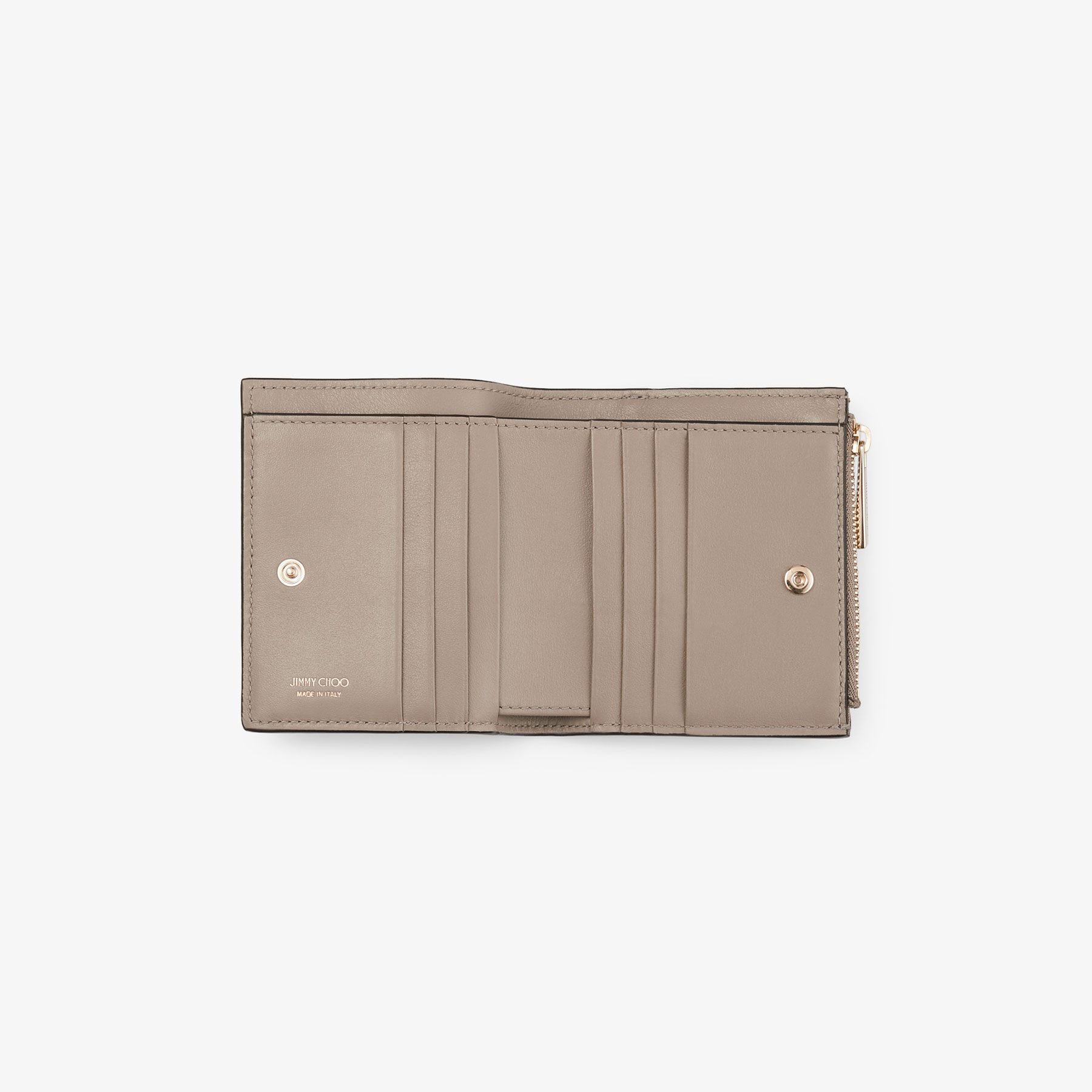 折りたたみ財布 JIMMY CHOO HANNI llicleatherWallet with crystalstar Hanni | Taupe/Light Gold Calf Leather SLG | JIMMY CHOO NZ