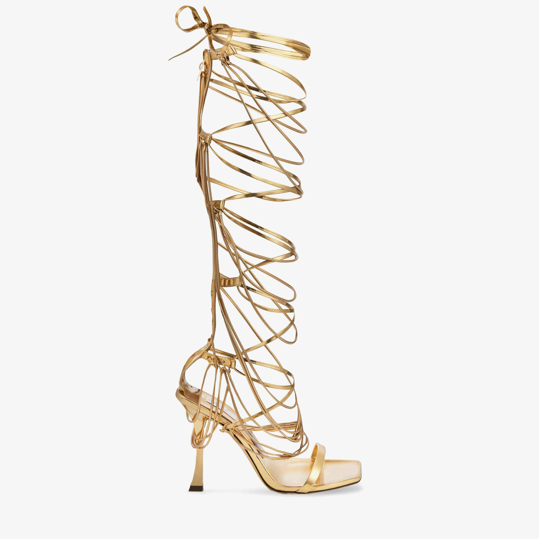 Gold knee deals high sandals