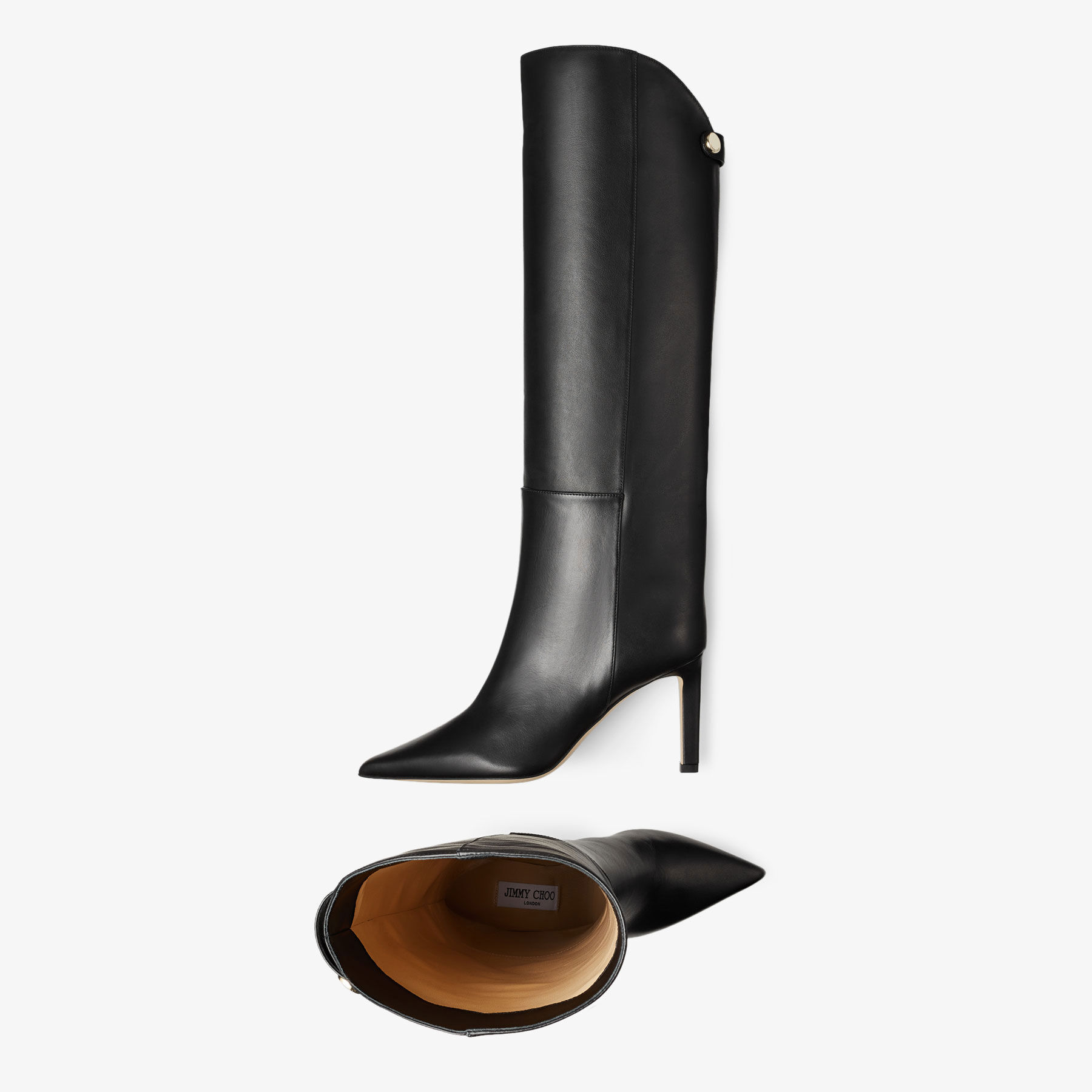 ALIZZE KB 85 | Black Smooth Leather Knee-High Boots | Autumn Collection |  JIMMY CHOO