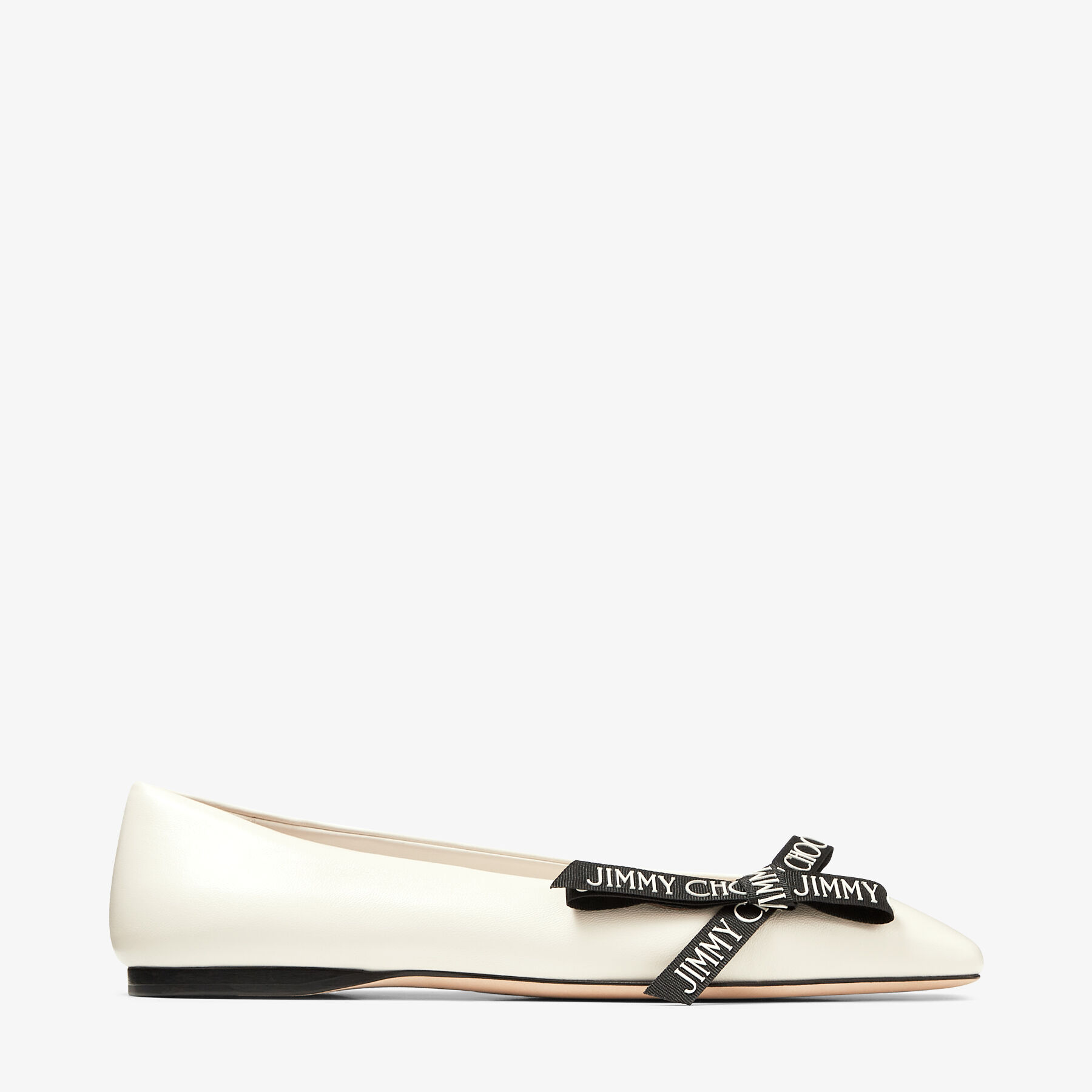 VEDA BALLERINA Latte Nappa Leather Flat Ballerina Pumps with