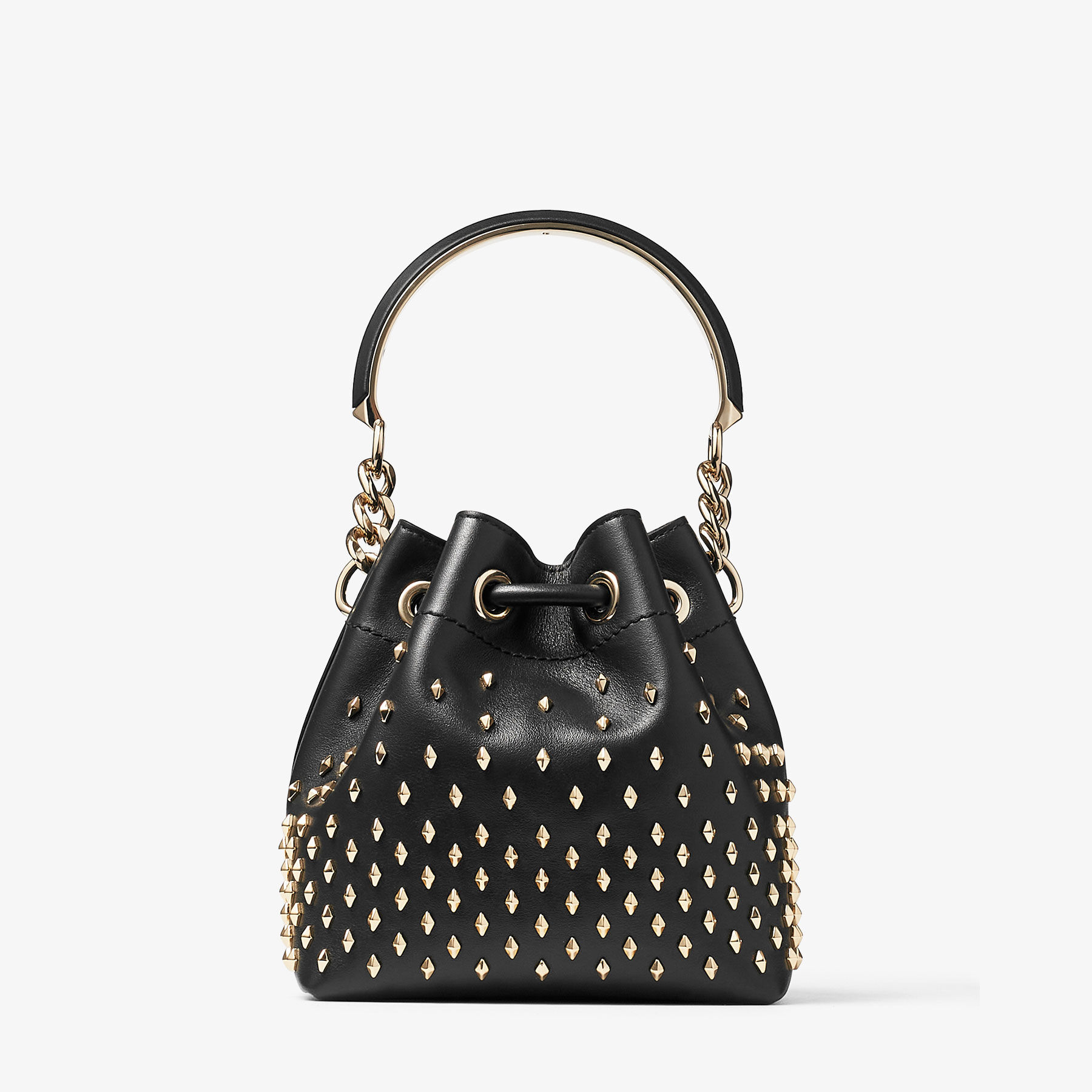 Black studded bucket bag deals