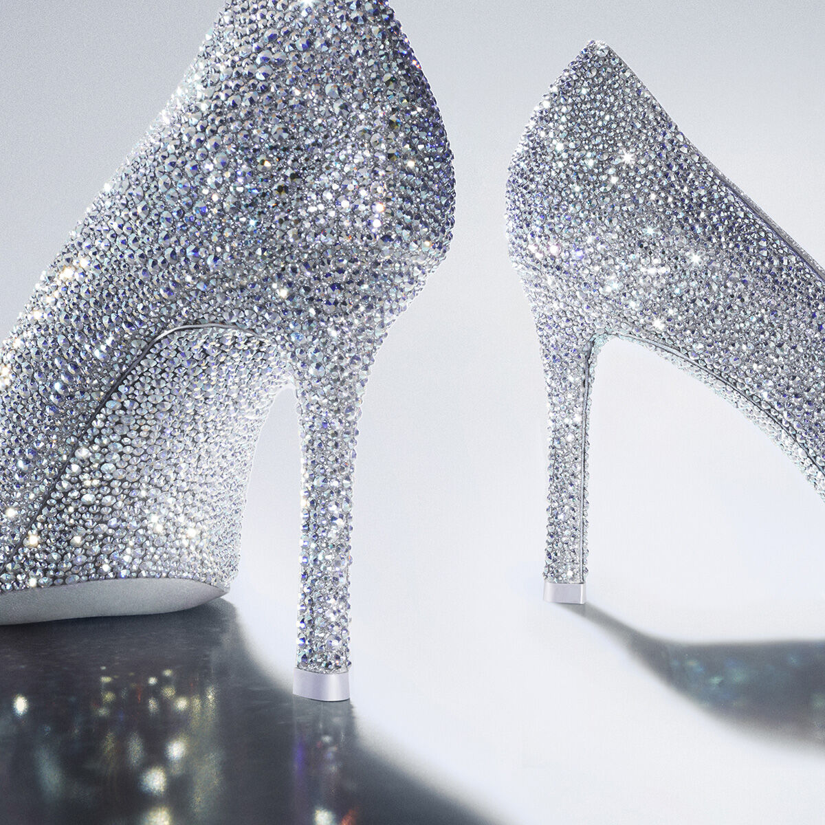 Crystal Slipper 85 Iridescent Crystal Pointed Toe Pumps with