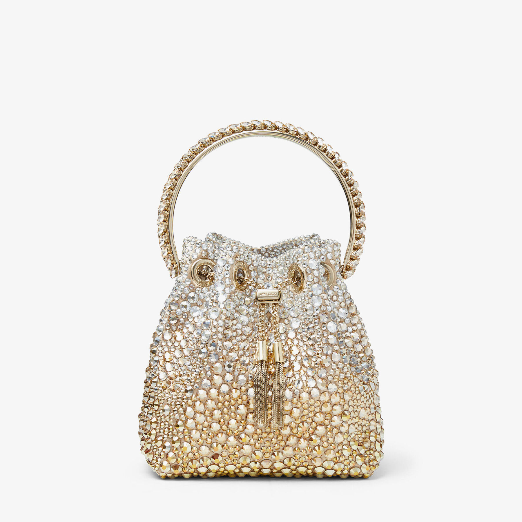 [JIMMY CHOO] Bon Bon サテン クリスタルハンドル 2way チェーン クリスタルハンドル付き Ivory サテン・バッグ |BON BON |2021年