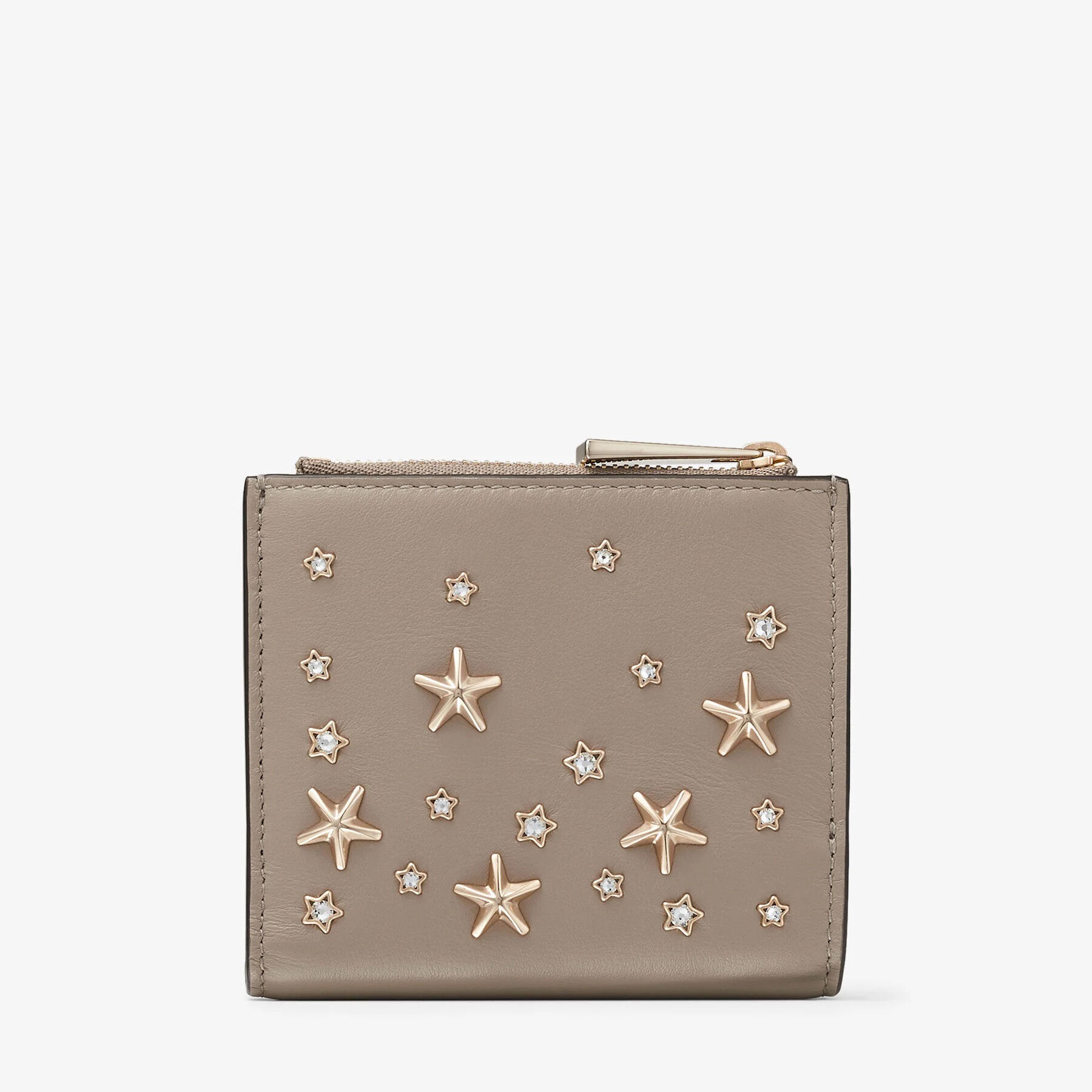 折りたたみ財布 JIMMY CHOO HANNI llicleatherWallet with crystalstar HANNI | Black Smooth Calf Leather Wallet with Stars | Summer