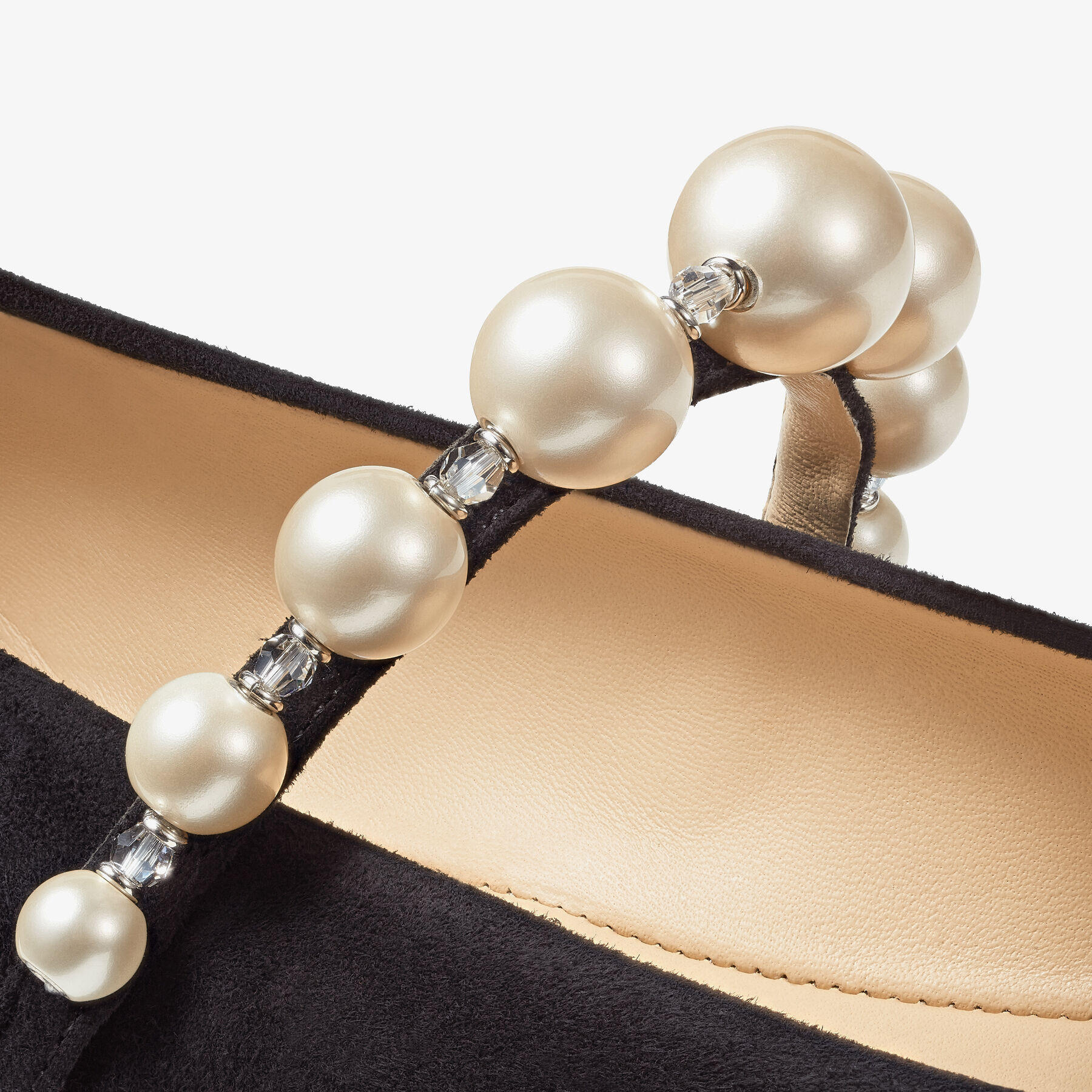 Black flats with pearls sales