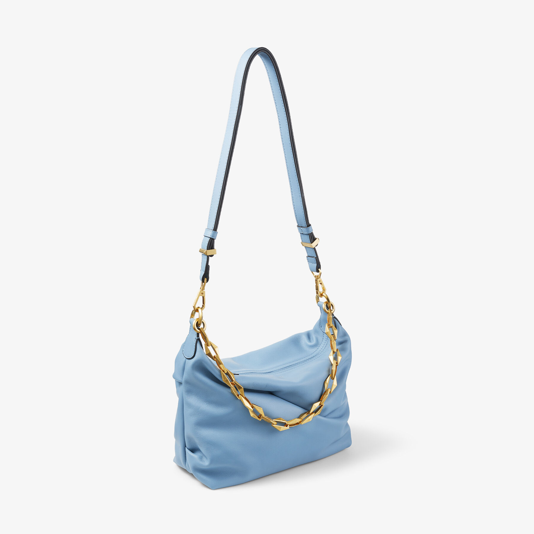 DIAMOND SOFT HOBO S Smoky Blue Soft Calf Leather Hobo Bag with
