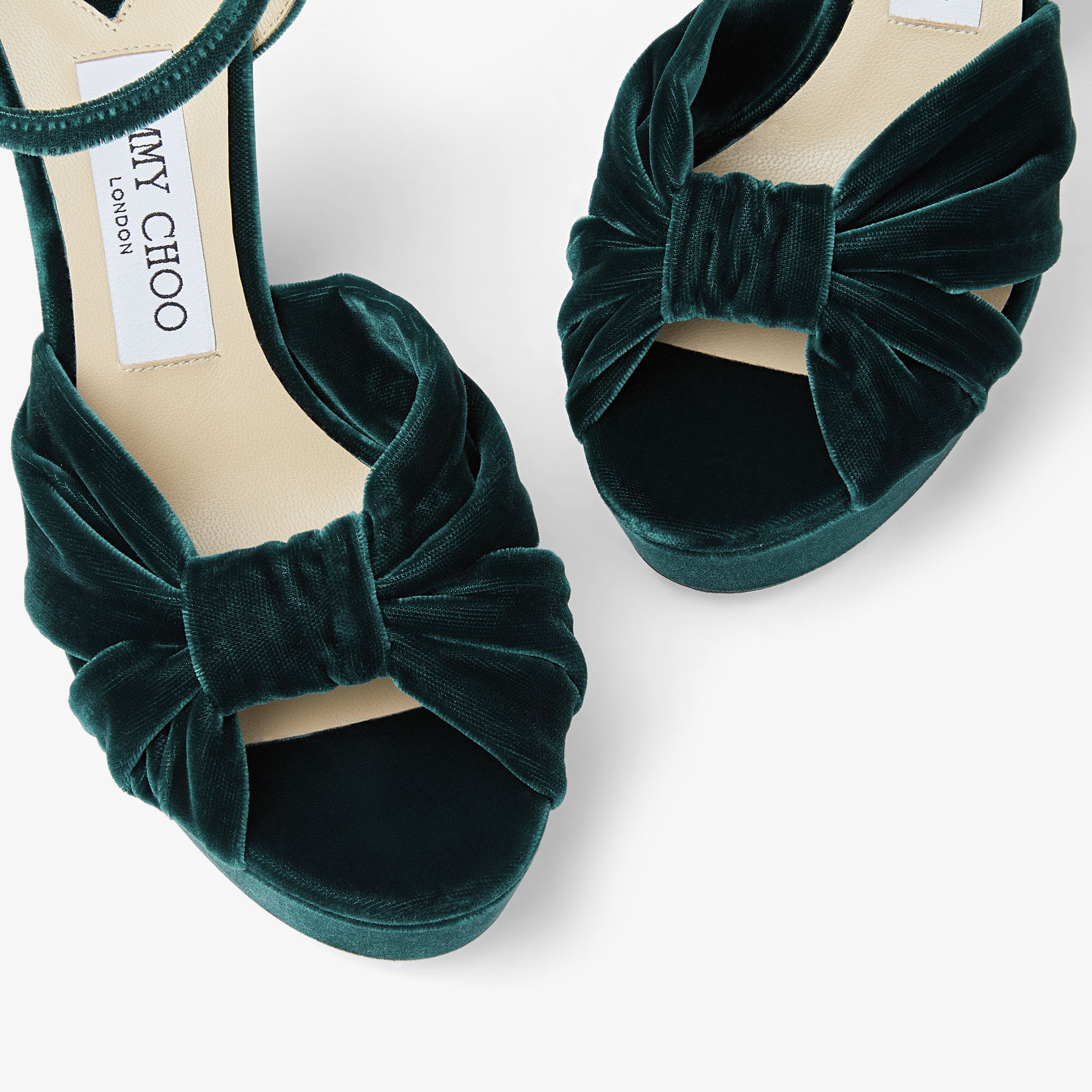 HELOISE 120 Dark Green Velvet Platform Sandals New Collection
