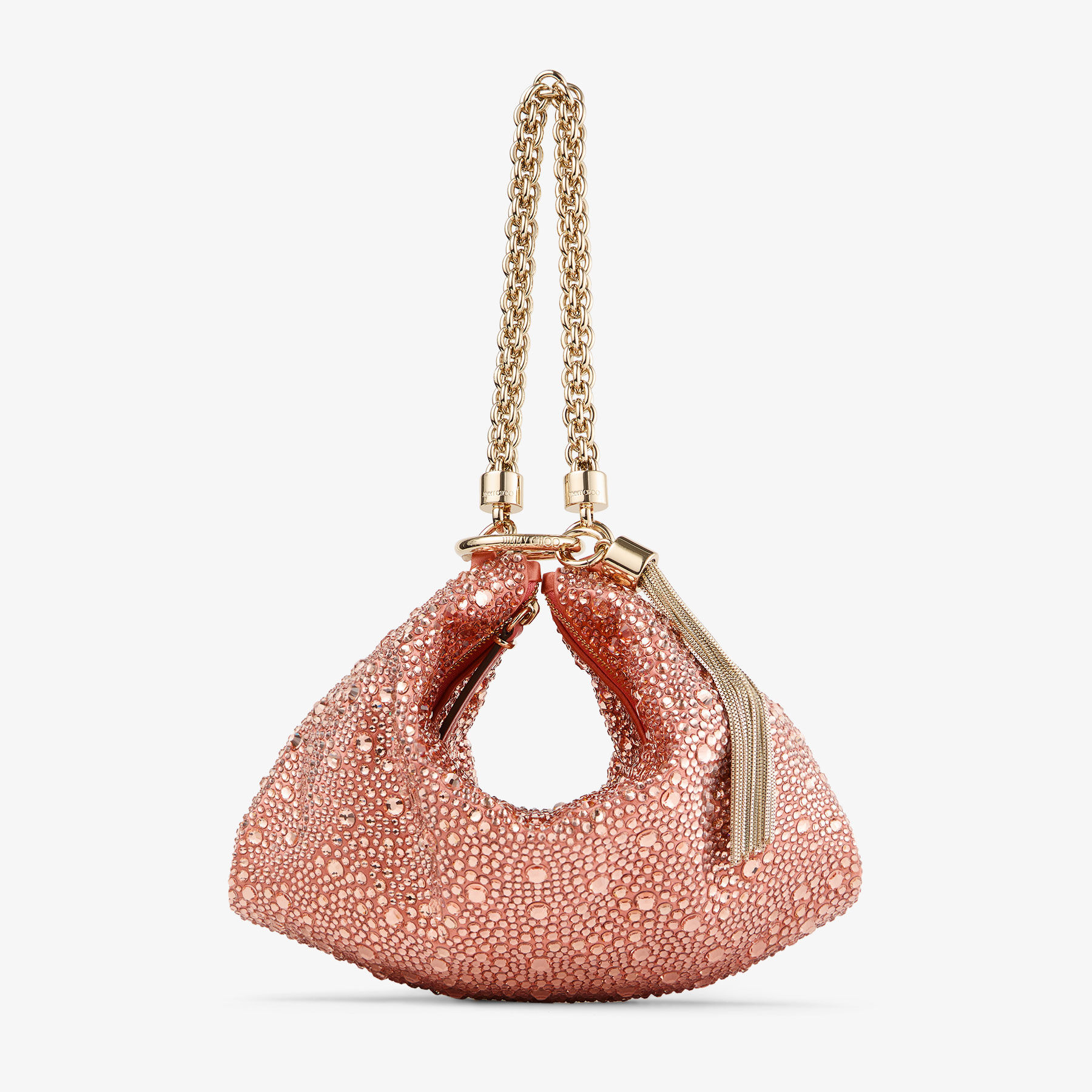 Callie | Grapefruit Satin Clutch Bag with Degradé Crystals | JIMMY