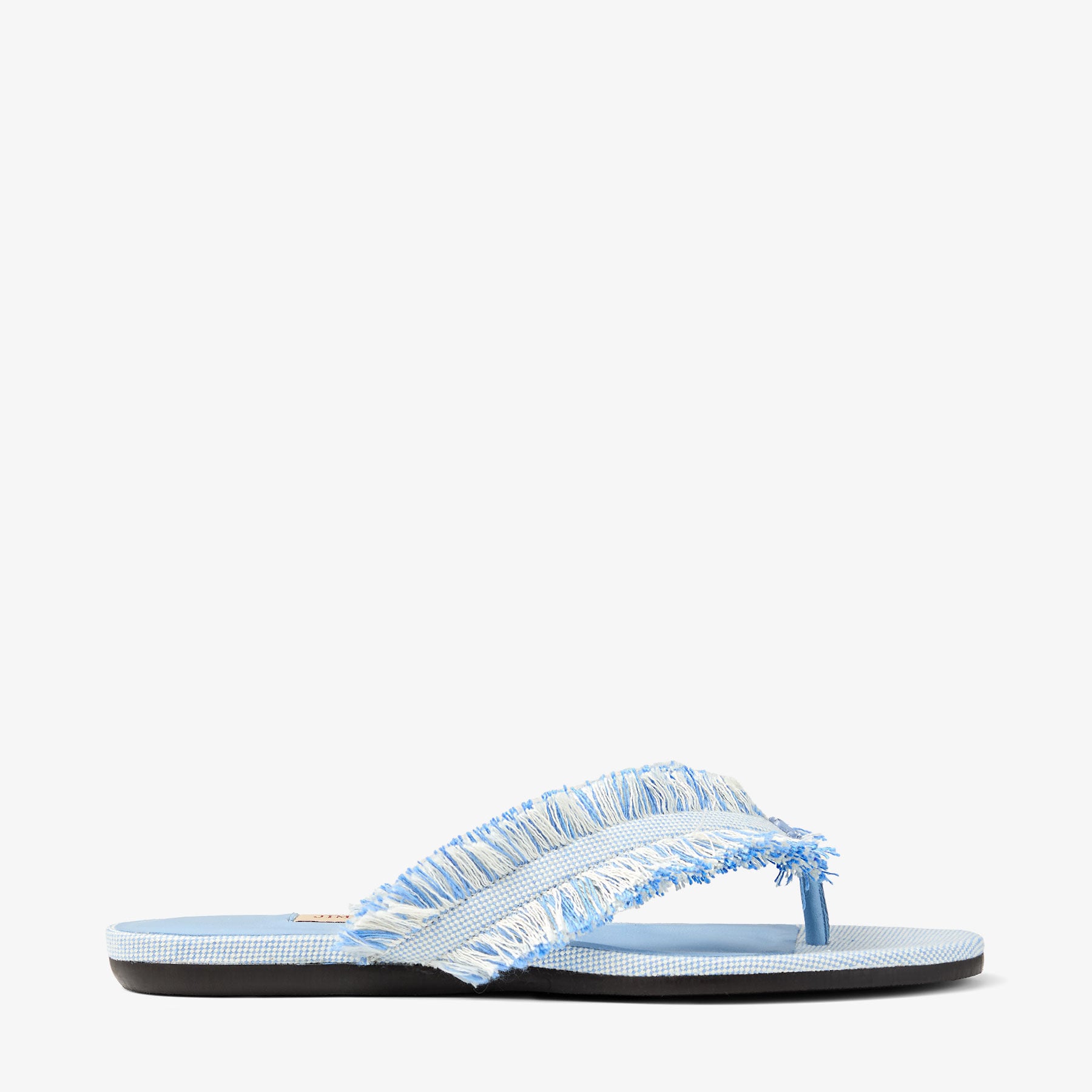 Bay Flat | Riviera Blue Mix Frayed Flex Canvas Flat Sandals