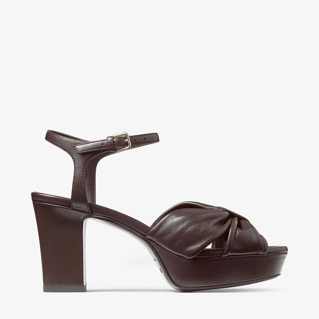 Heloise 80 | Coffee Nappa Leather Platform Sandals | JIMMY CHOO