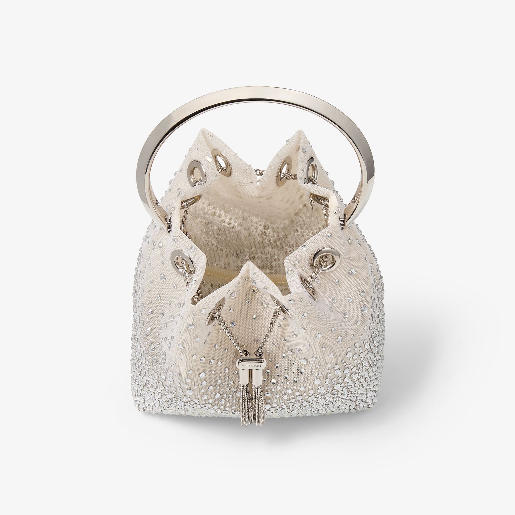 Bon Bon | White Crystal Mesh Handbag | New Collection