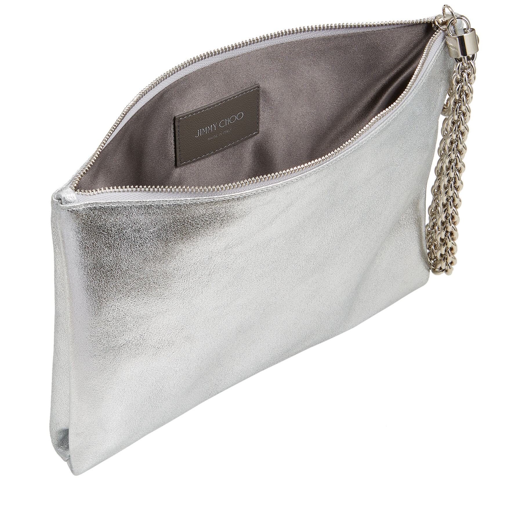 silver pouch bag