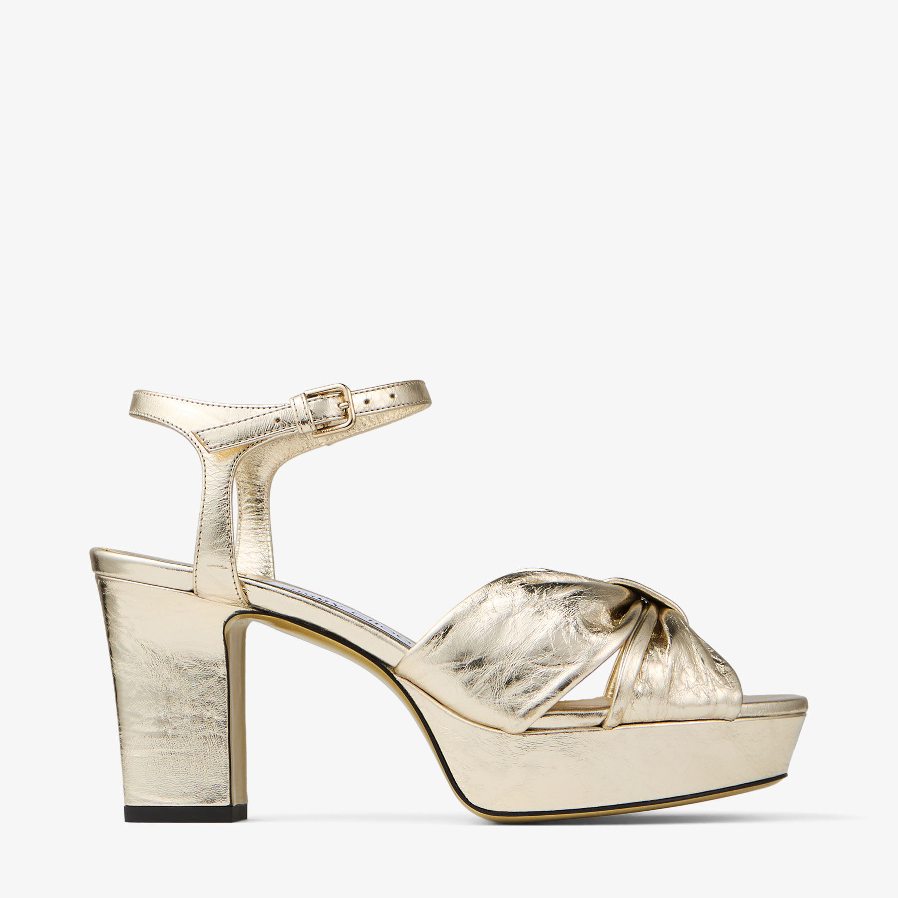 Heloise 80 | Gold Vintage Metallic Leather Platform Sandals