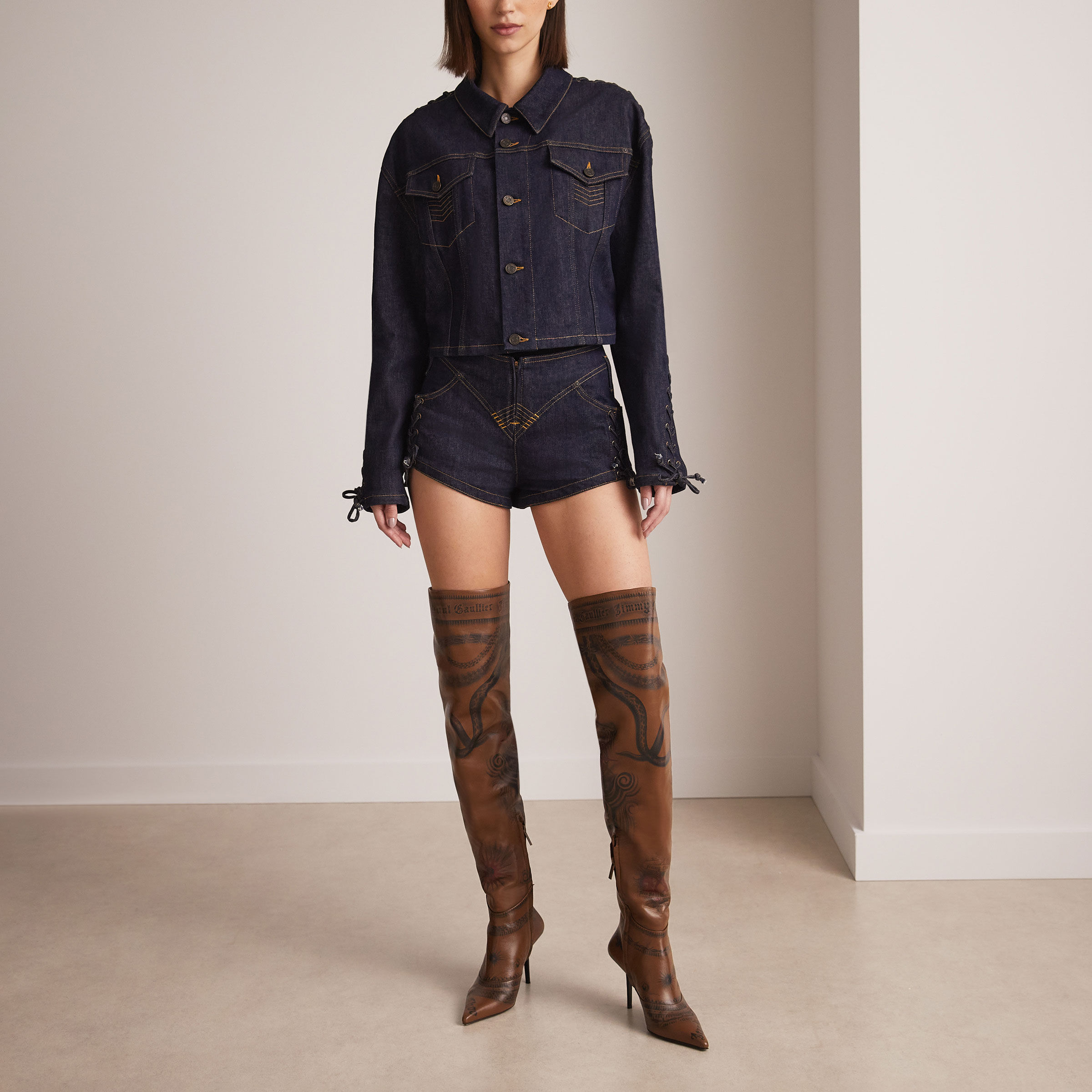 JIMMY CHOO JEAN PAUL GAULTIER OTK Clove Tattoo Printed Leather