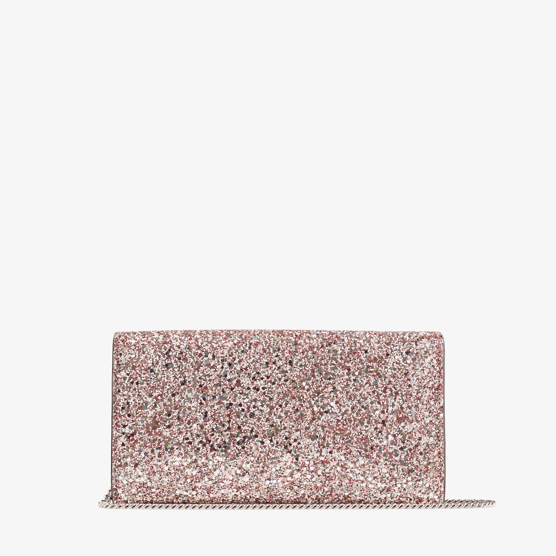 Rose Coarse Glitter Fabric Clutch Bag EMMIE Winter 2021 Collection JIMMY CHOO AU