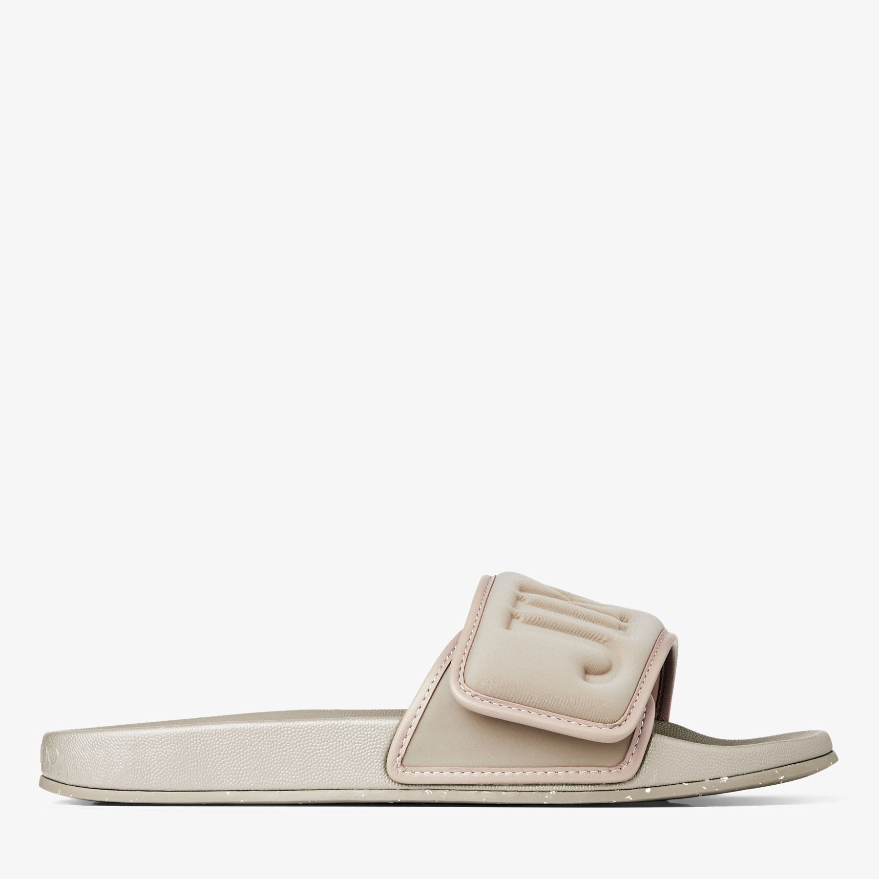 VIP SALE!【JIMMY CHOO】FITZ Slide☆スライド☆JCロゴ☆ Fitz/F | Powder Pink Puffed Logo Lycra Slides | JIMMY CHOO