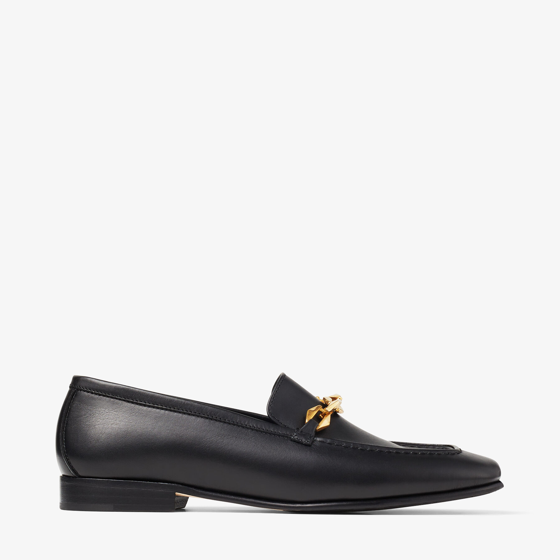 Glamorous black chunky flat best sale shoes with gold lion trim