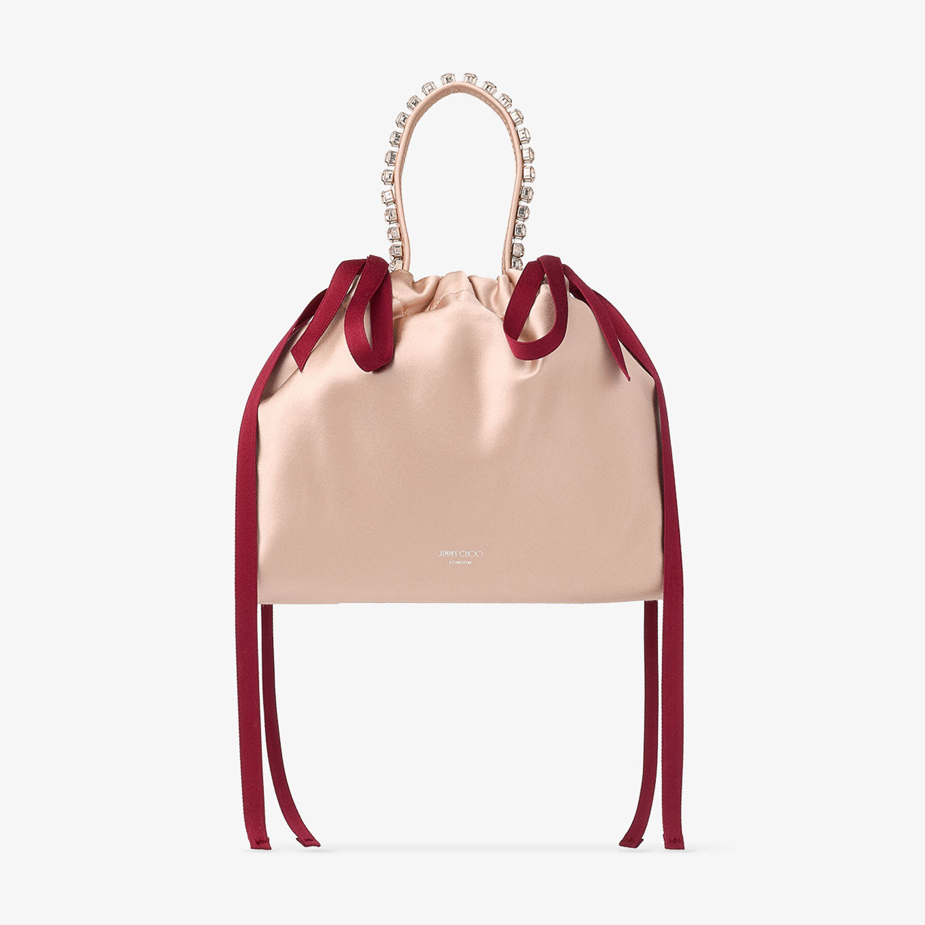 Drawstring Mini Top Handle | Macaron and Ruby Red Satin Mini