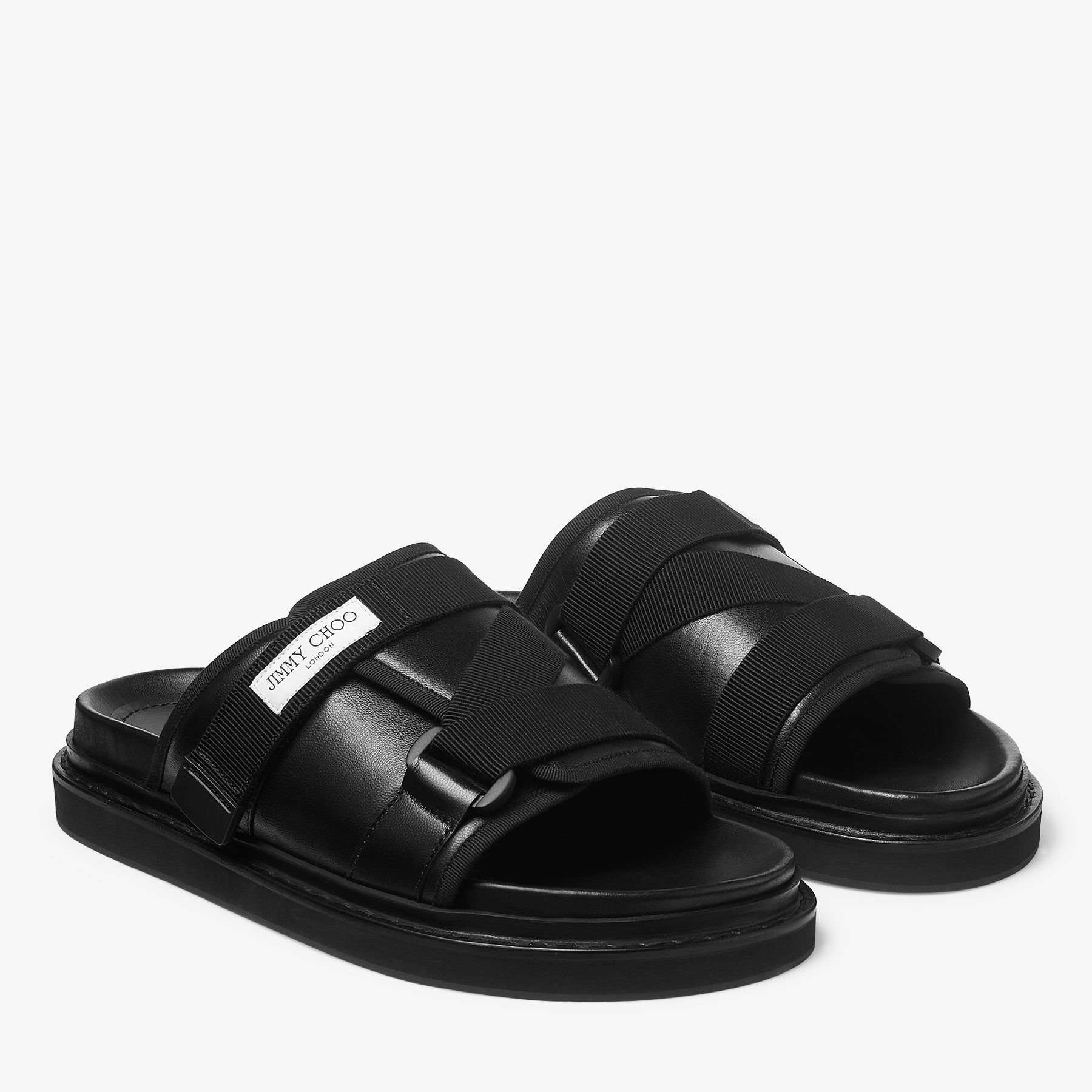 Arloh Slide | Black Nappa Leather Slides | JIMMY CHOO display picture 2