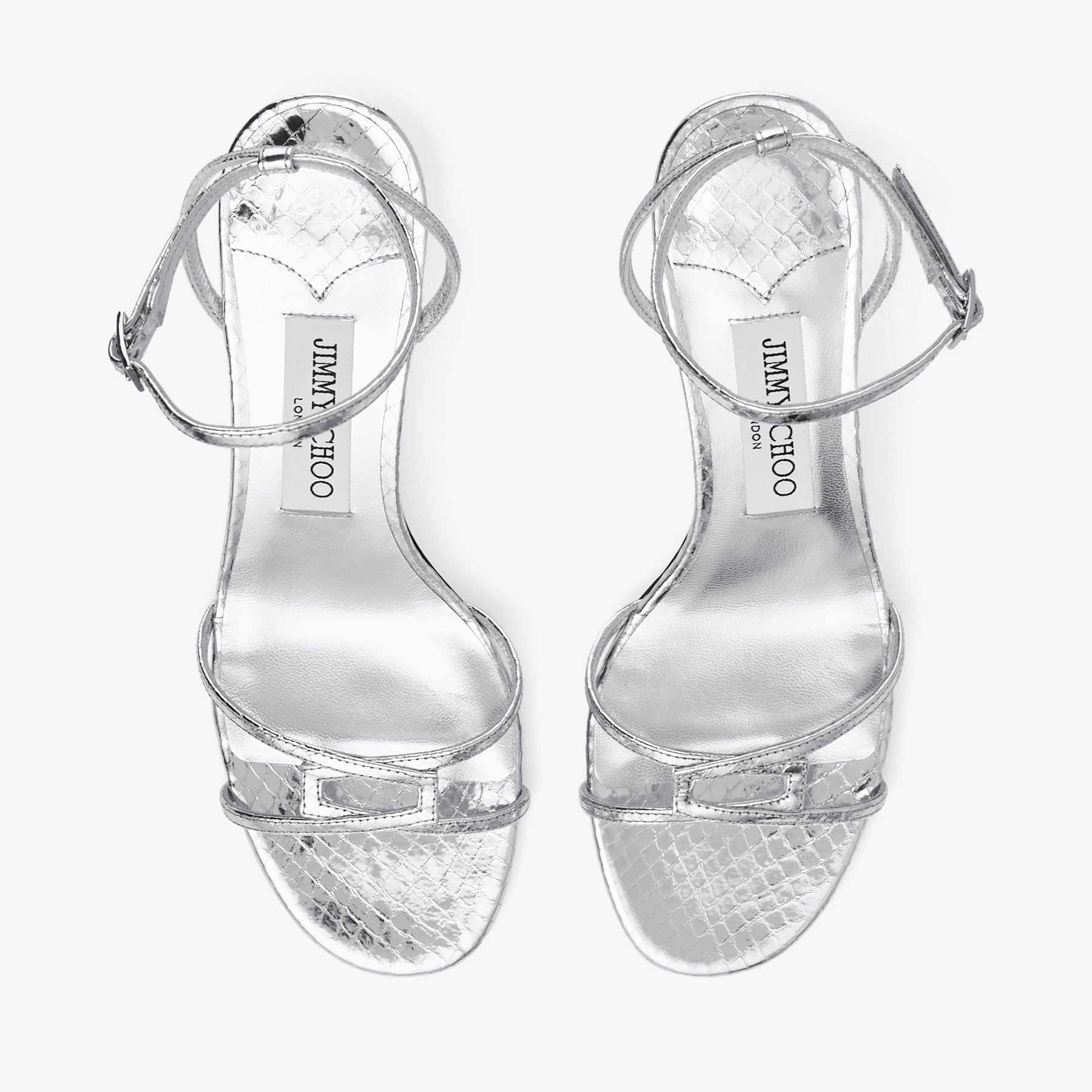 1998 Leo 65 | Silver Candy Wrap Leather Sandals | JIMMY CHOO