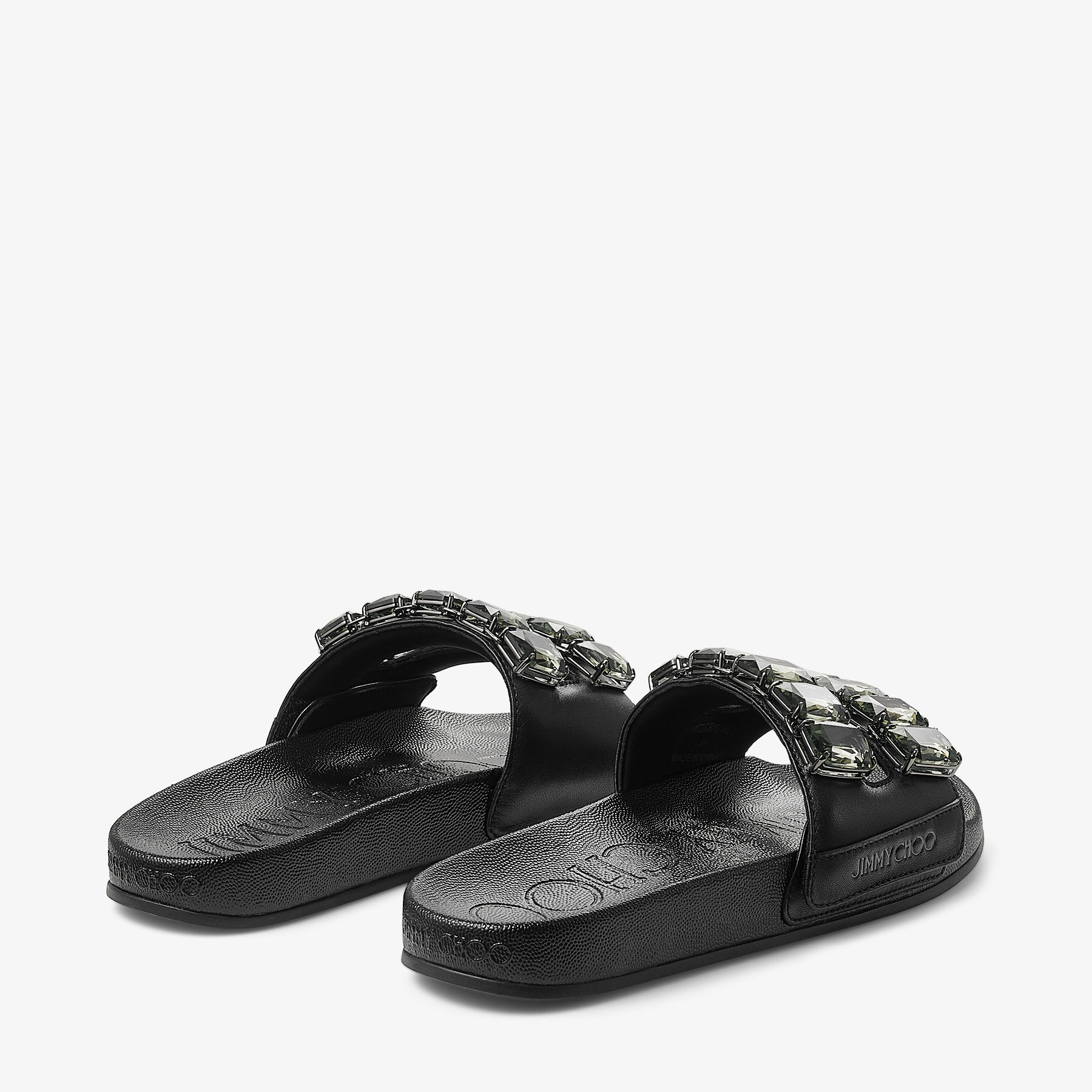 ◆正規品・新品◆Jimmy Choo  Fitz Black Fitz/M | Black Puffed Logo Lycra Slides | JIMMY CHOO