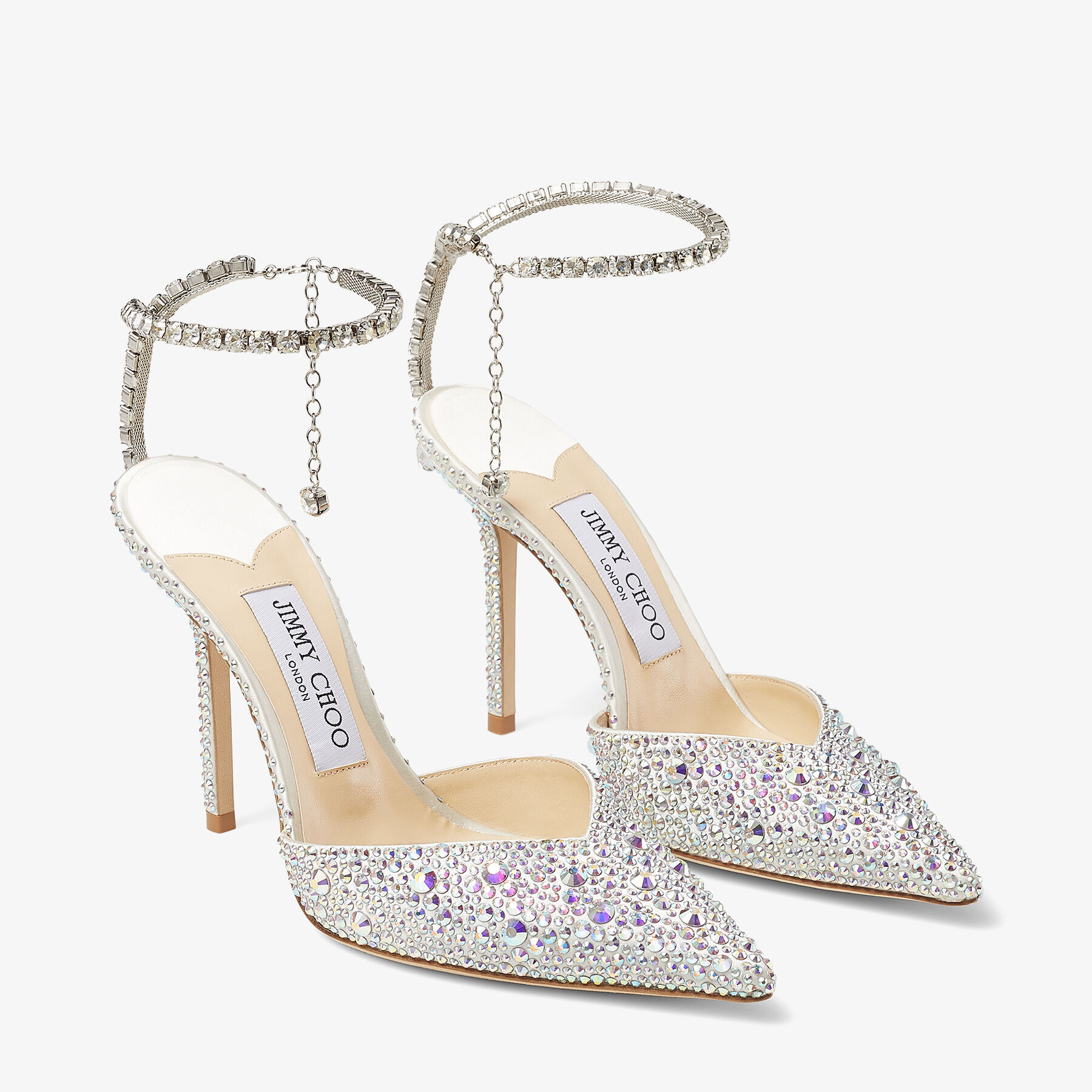 JIMMY CHOO 直営OUTLET 新着【SAEDA 100 】クリスタルハイヒール SAEDA SANDAL 100 | Black Suede Sandals with Crystal