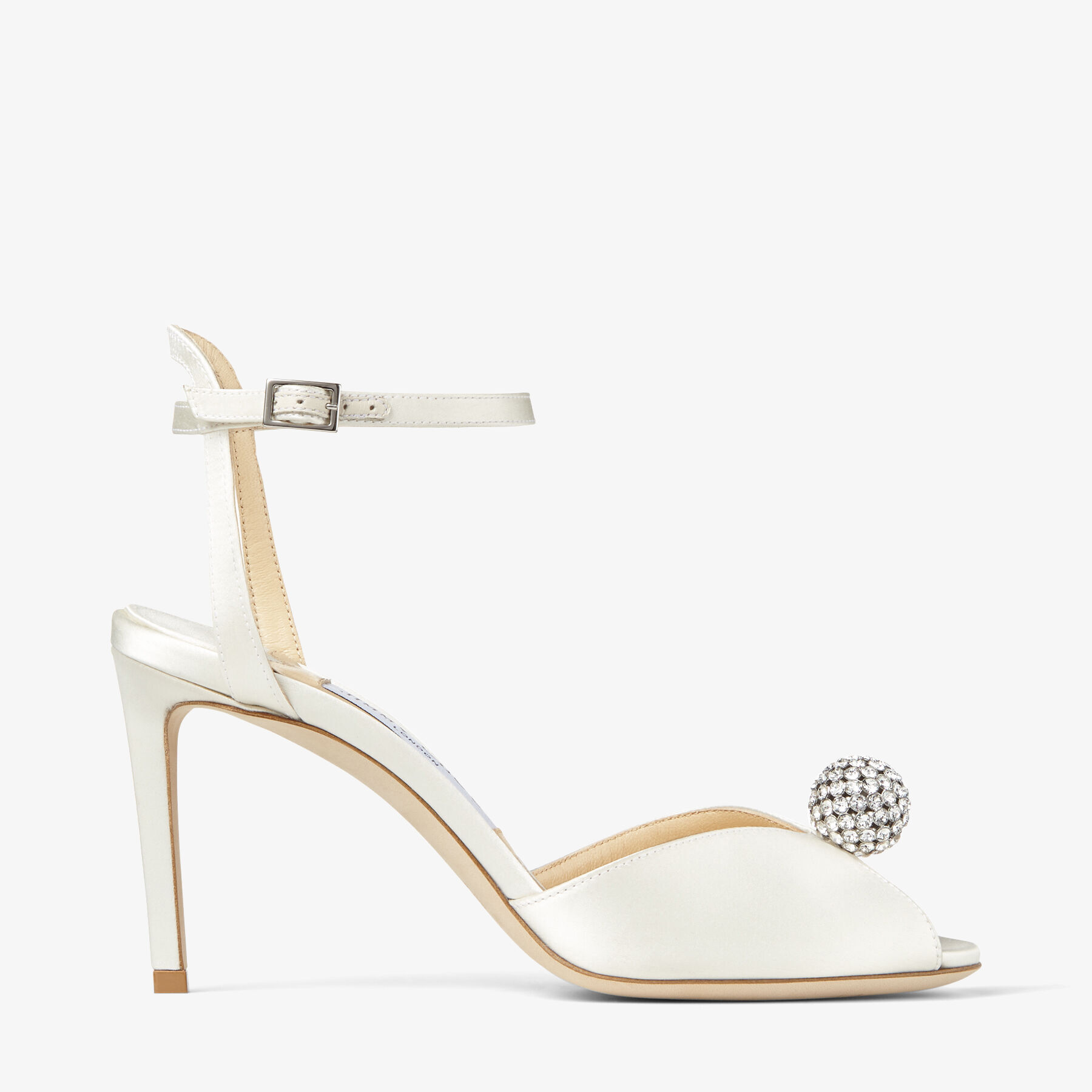 Sacora 85 | Bridal Ivory Satin Sandals | JIMMY CHOO UK