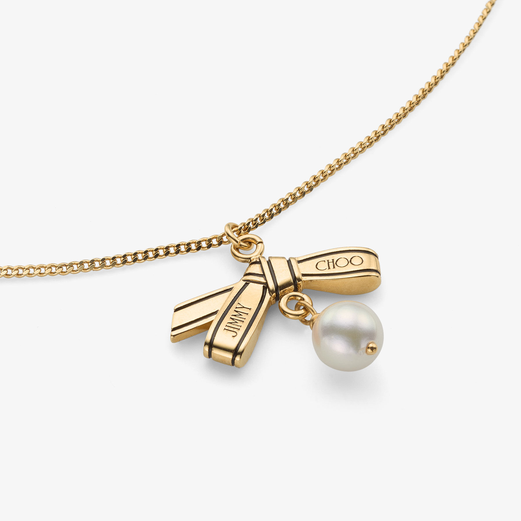 Ribbon Pendant Necklace |Gold Metal Pendant Necklace with Ribbon