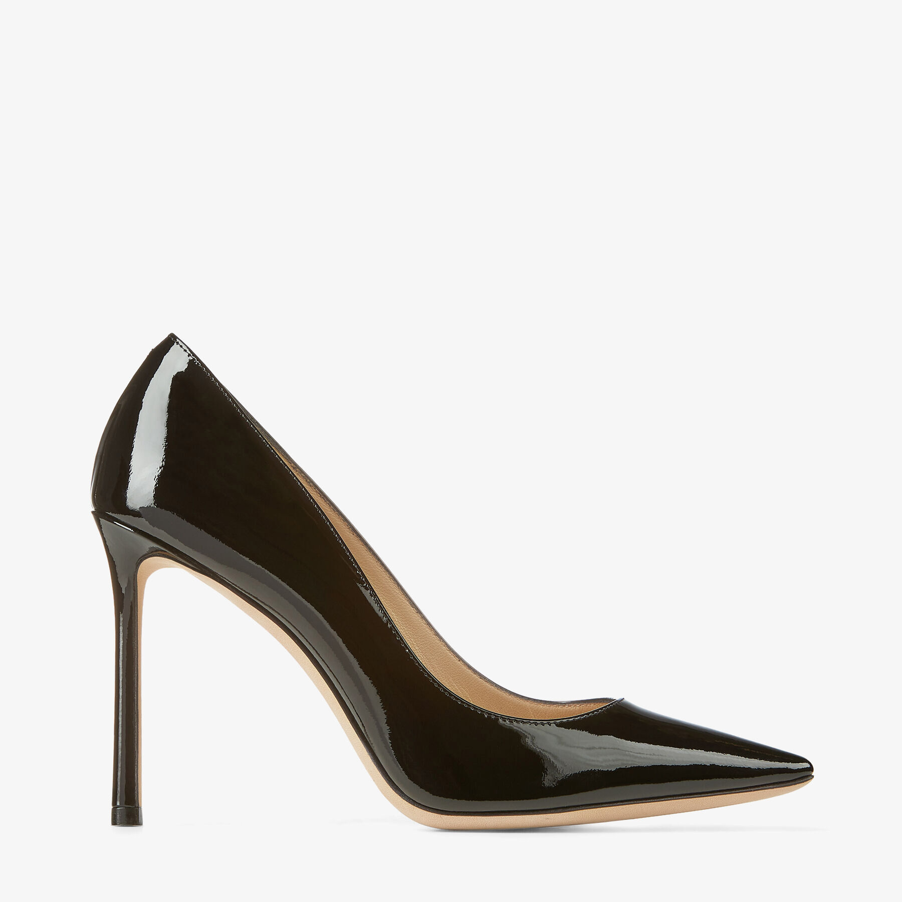 Round toe patent leather outlet pumps