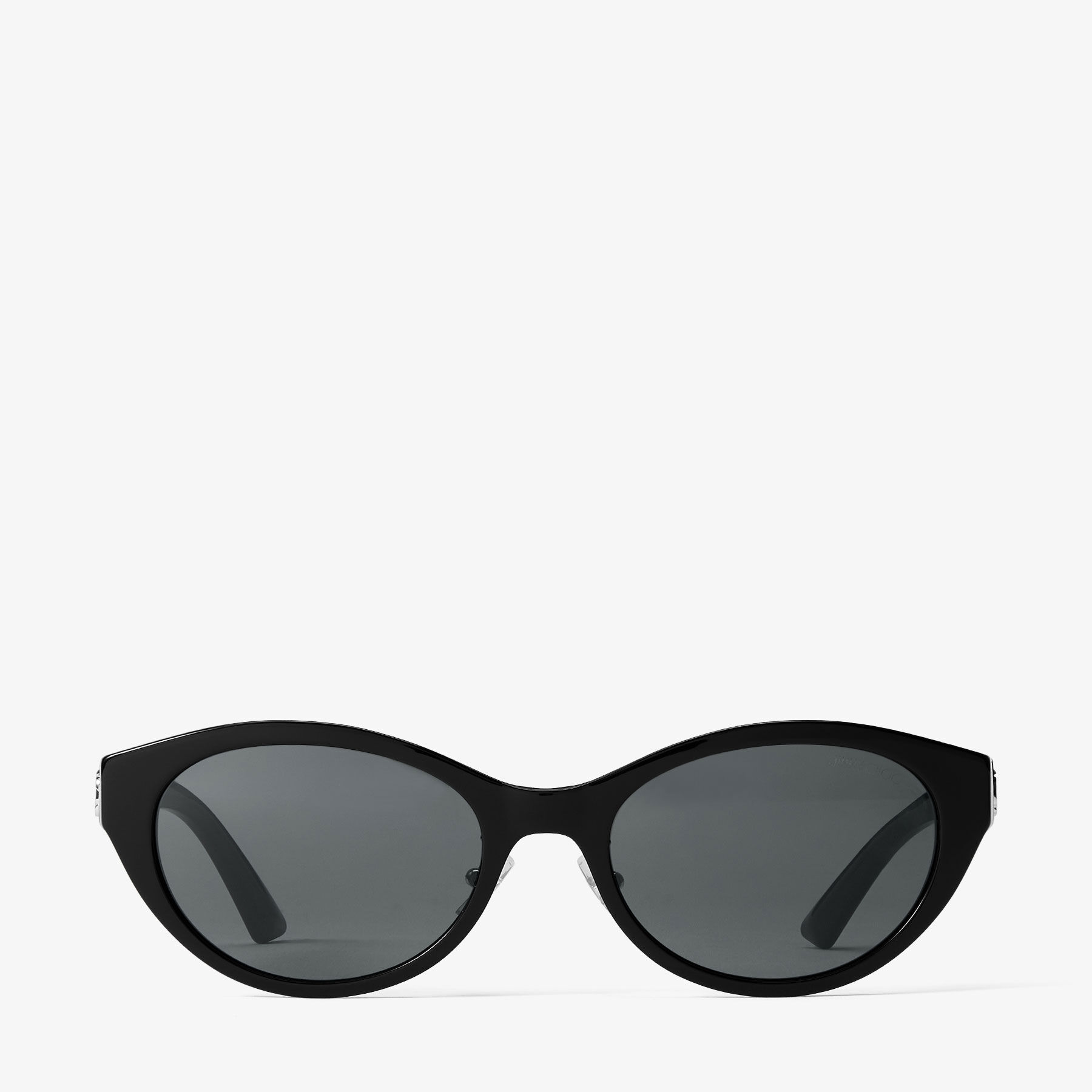 Benna | Black and Grey Acetate Oval Sunglasses | JIMMY CHOO