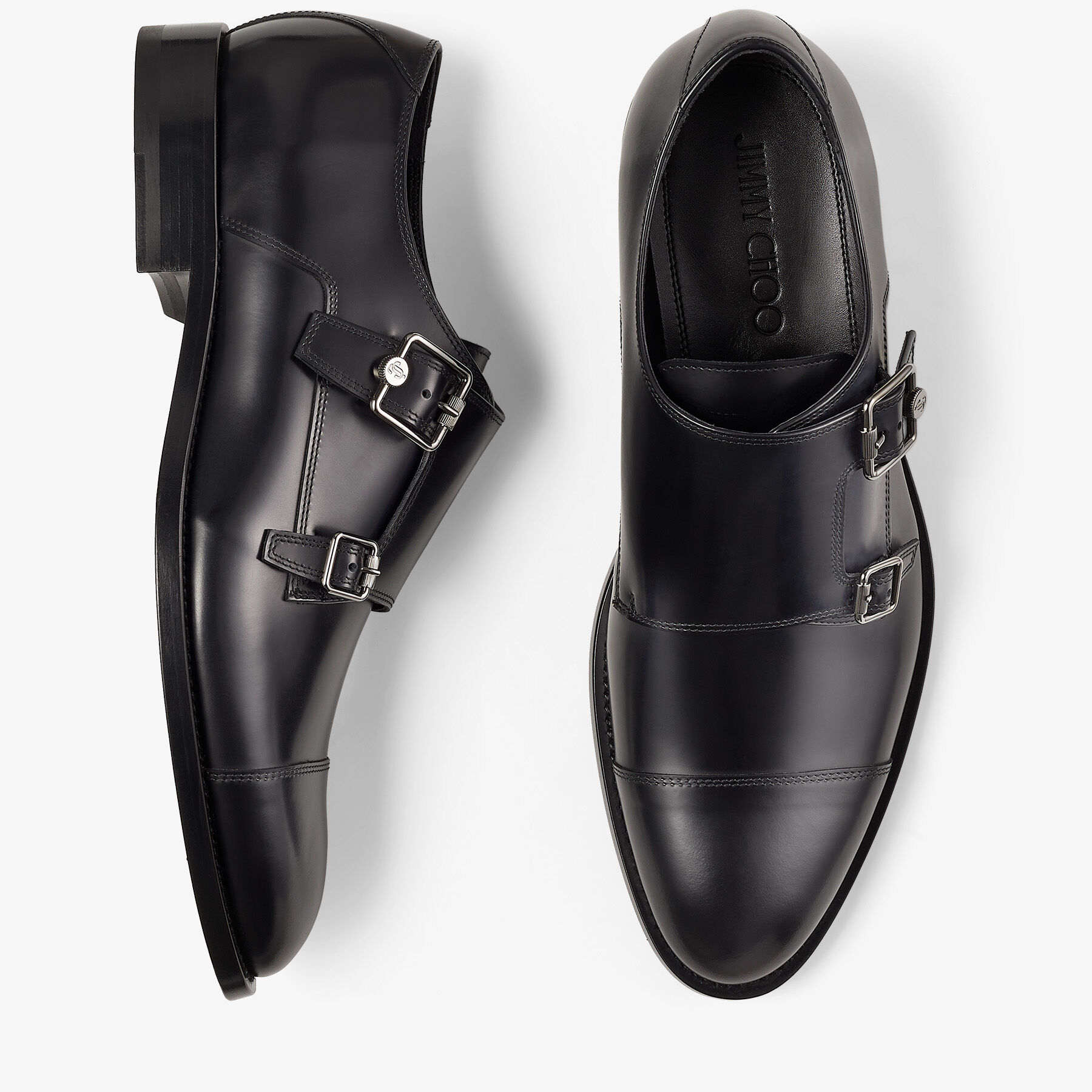 ブライアンjMBTシューズ BLACK 25.0 SF-M3800 Black Brush Off Leather Monk Strap Shoes | FINNION MONKSTRAP