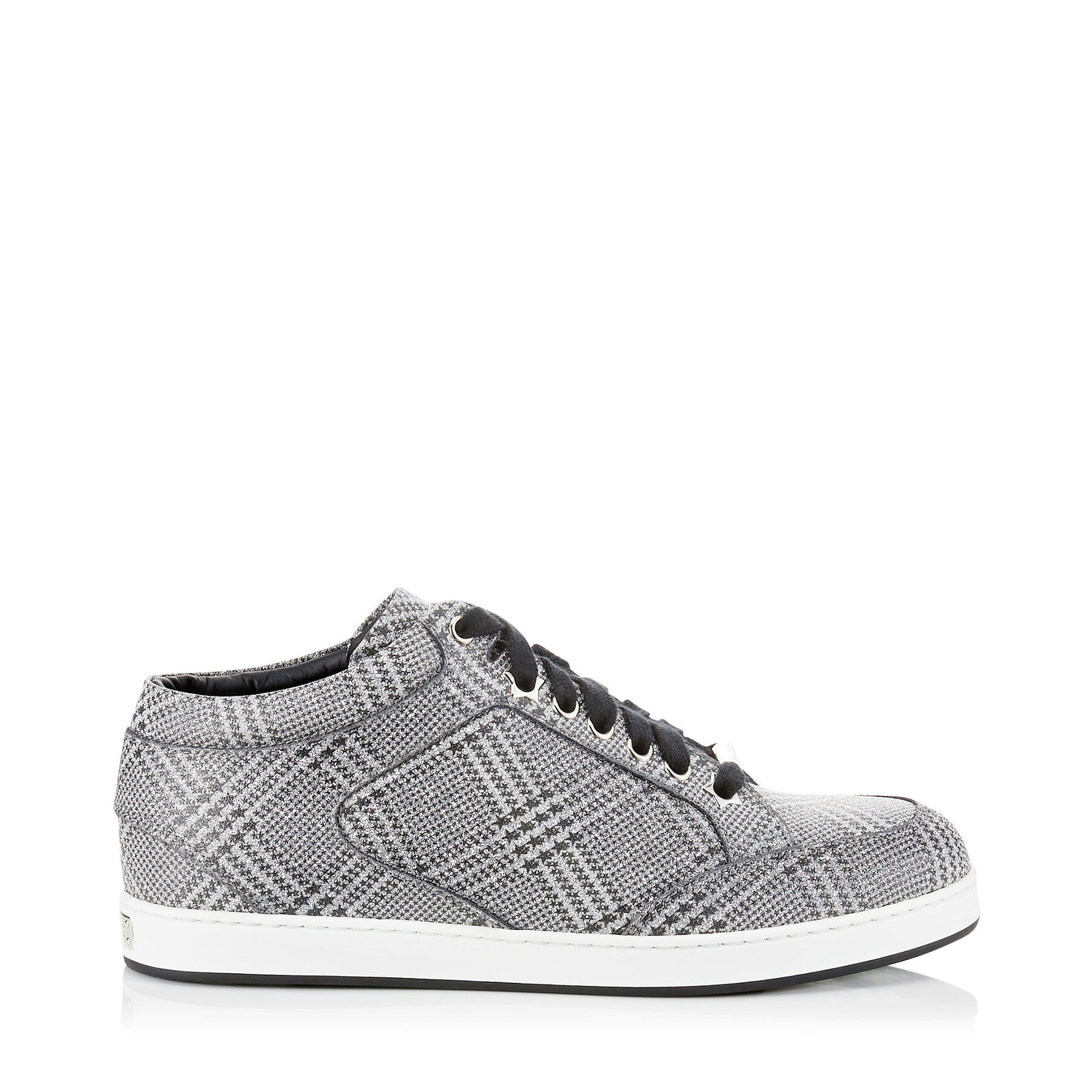 jimmy choo miami silver trainers