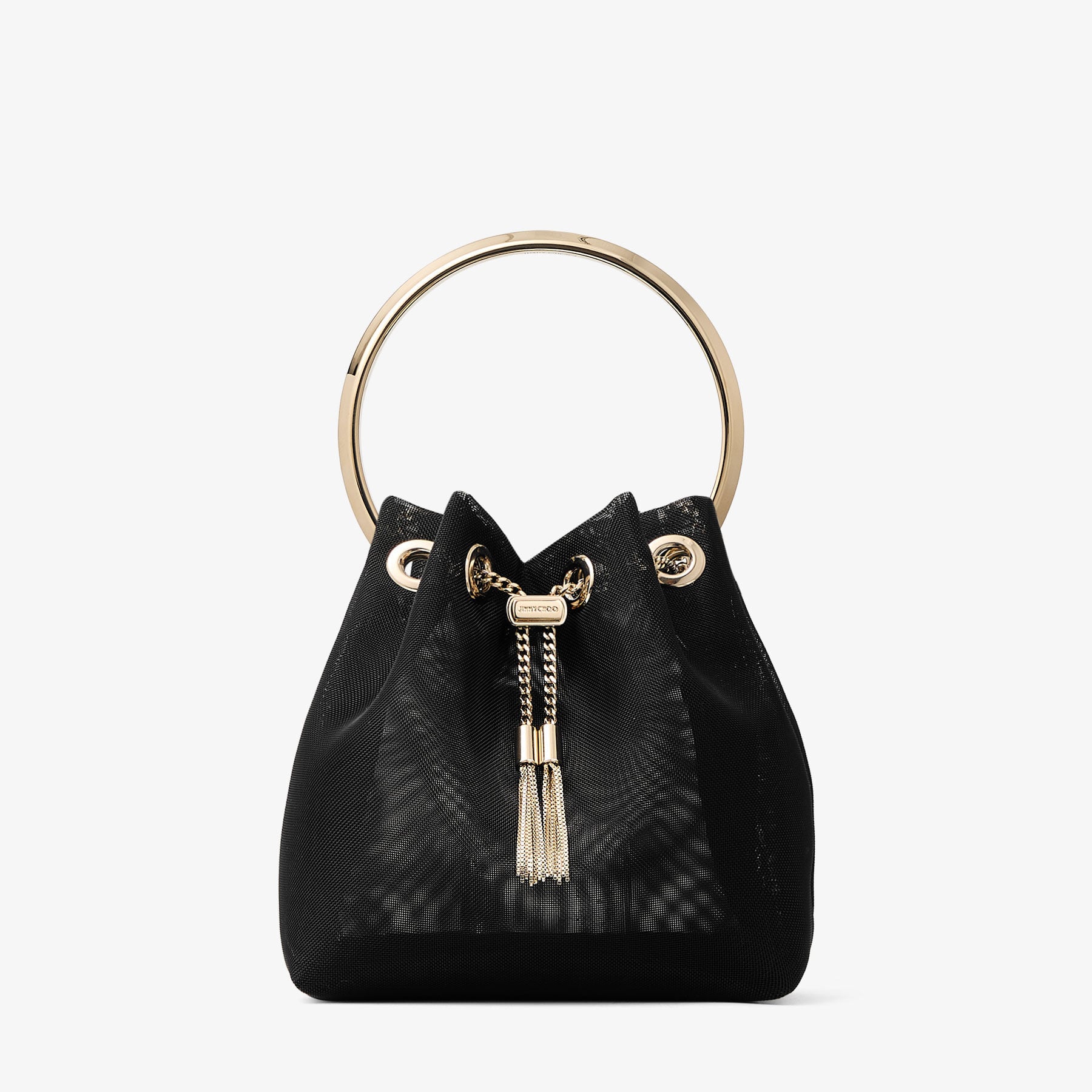 専用品JIMMY CHOO BON BON BUCKET/M BLACK Bon Bon | Black Mesh Bag | JIMMY CHOO