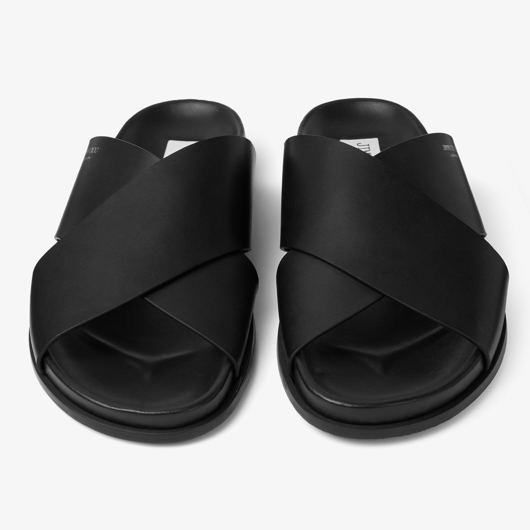 Sol Slide | Black Vachetta Leather Slides | JIMMY CHOO
