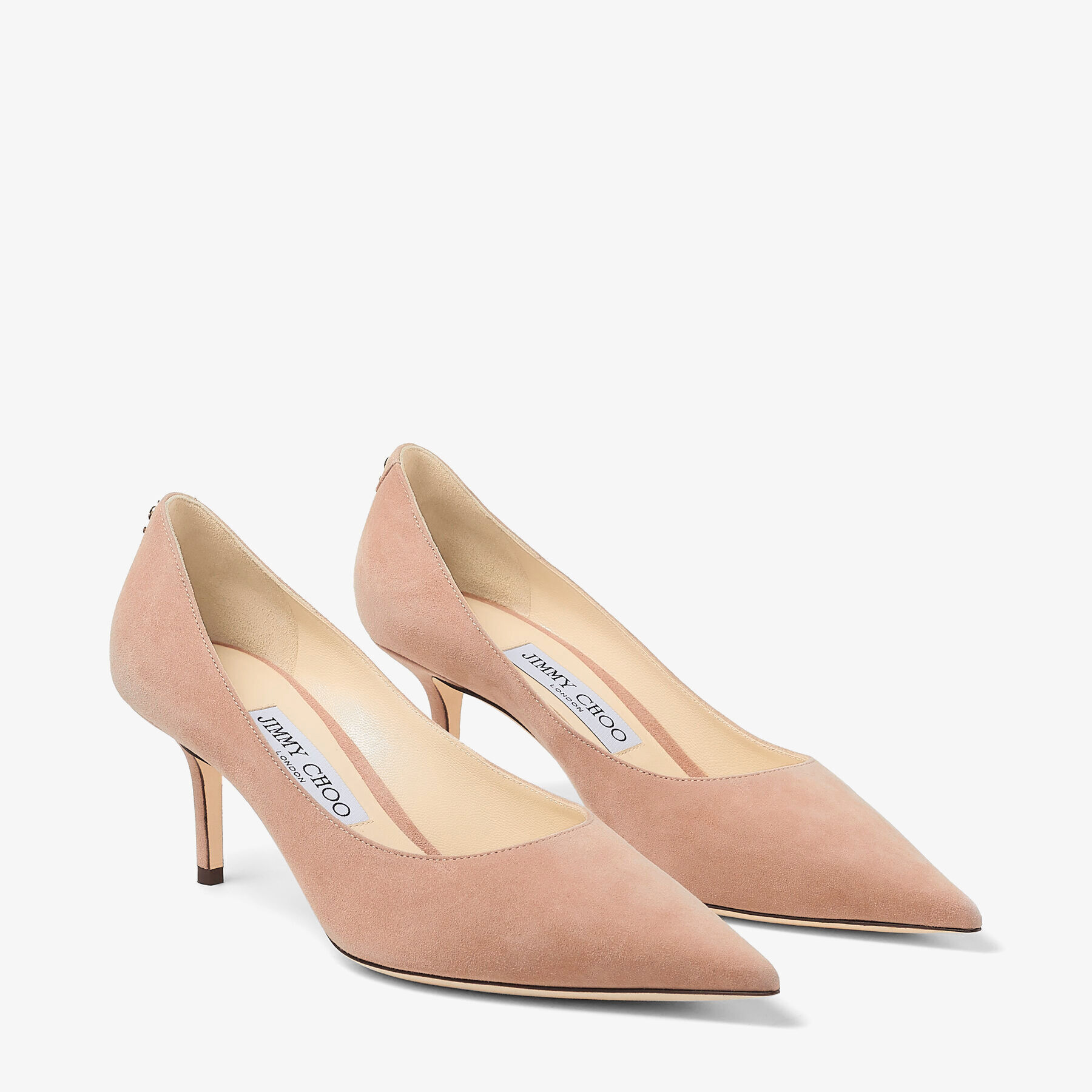 Ballet Pink Suede Pointed Pumps with JC Emblem LOVE 65 Autumn Winter 19 JIMMY CHOO