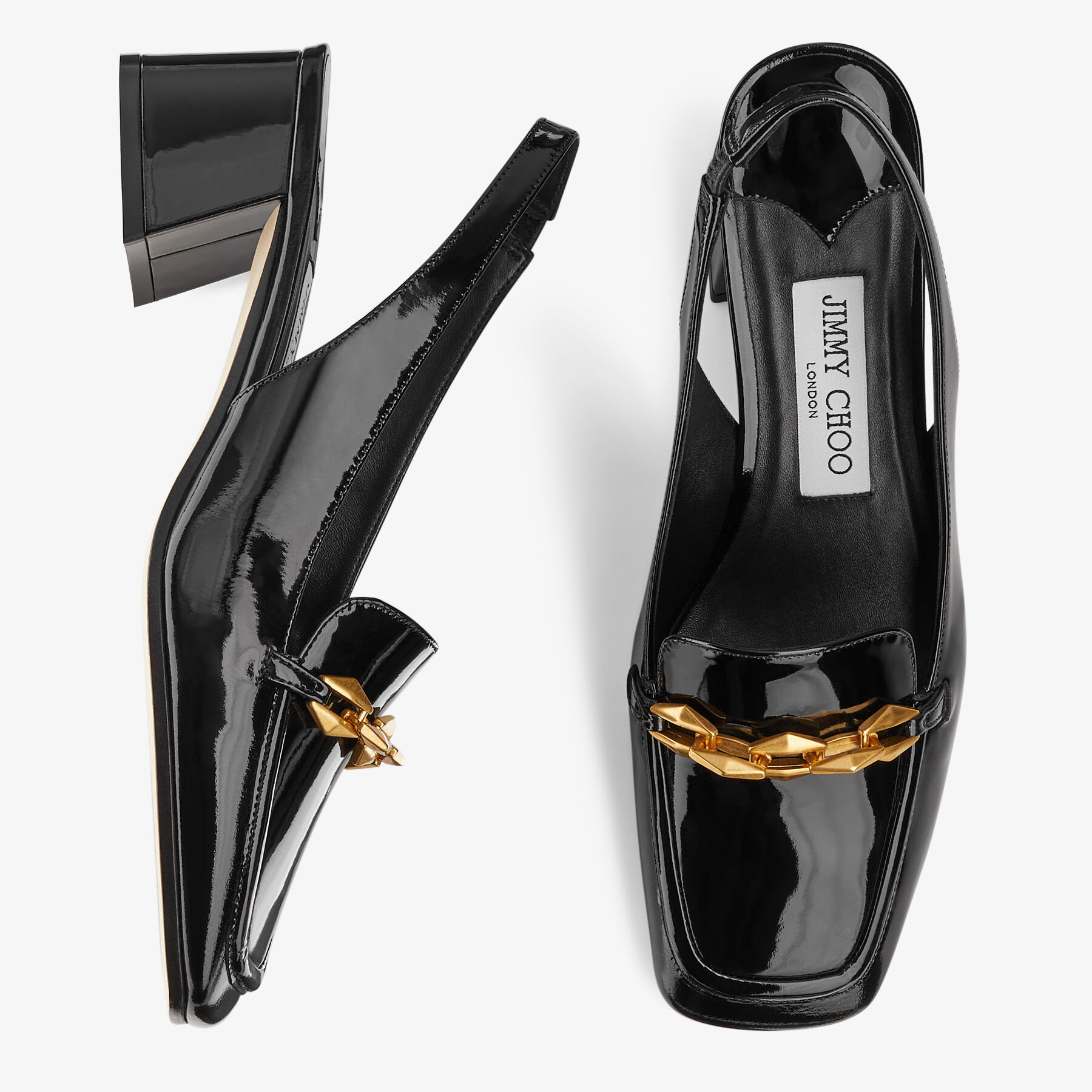 Burberry link detail patent leather loafers hotsell