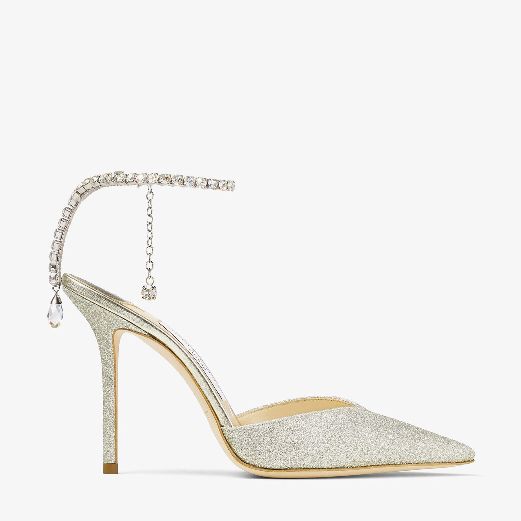 Saeda 100 | Platinum Ice Dusty Glitter Pumps with Crystal