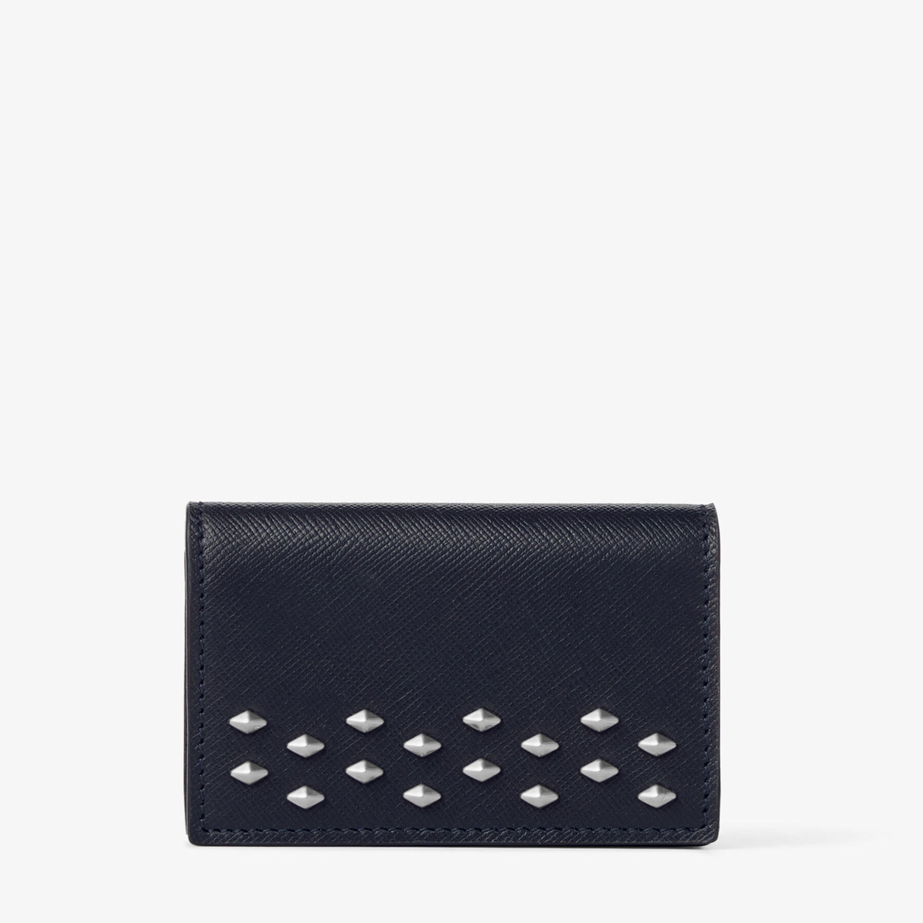 Nello M | Marine Textured Leather Cardholder with Diamond Studs