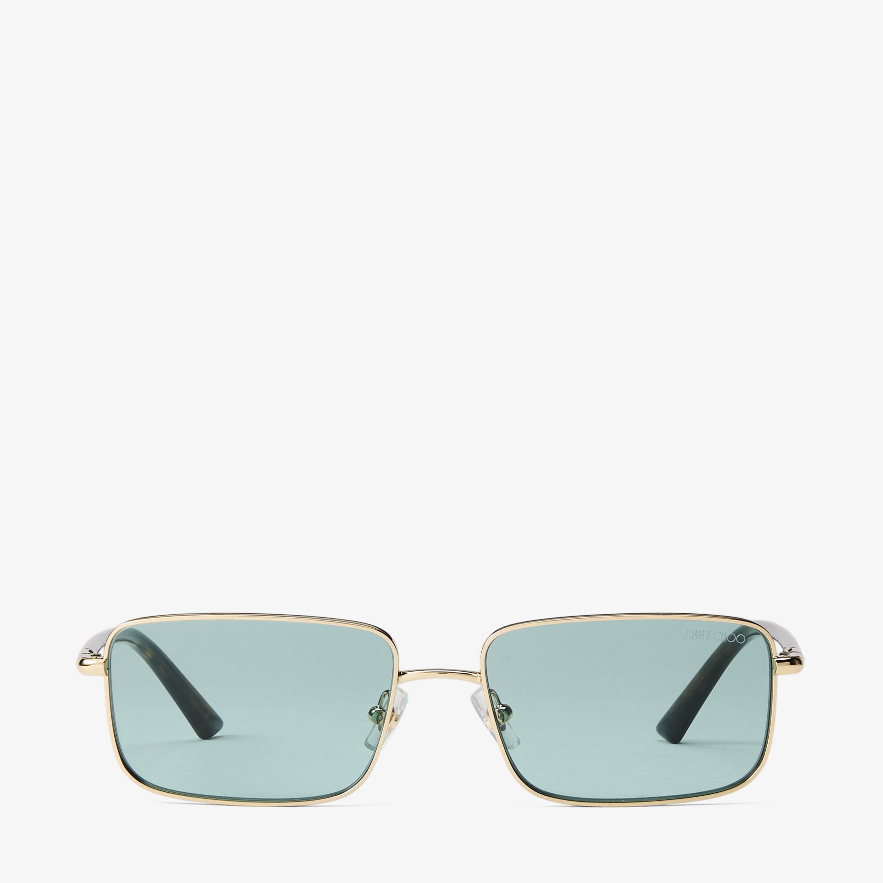 Gavin | Pale Gold and Green Metal Rectangular Sunglasses | JIMMY CHOO