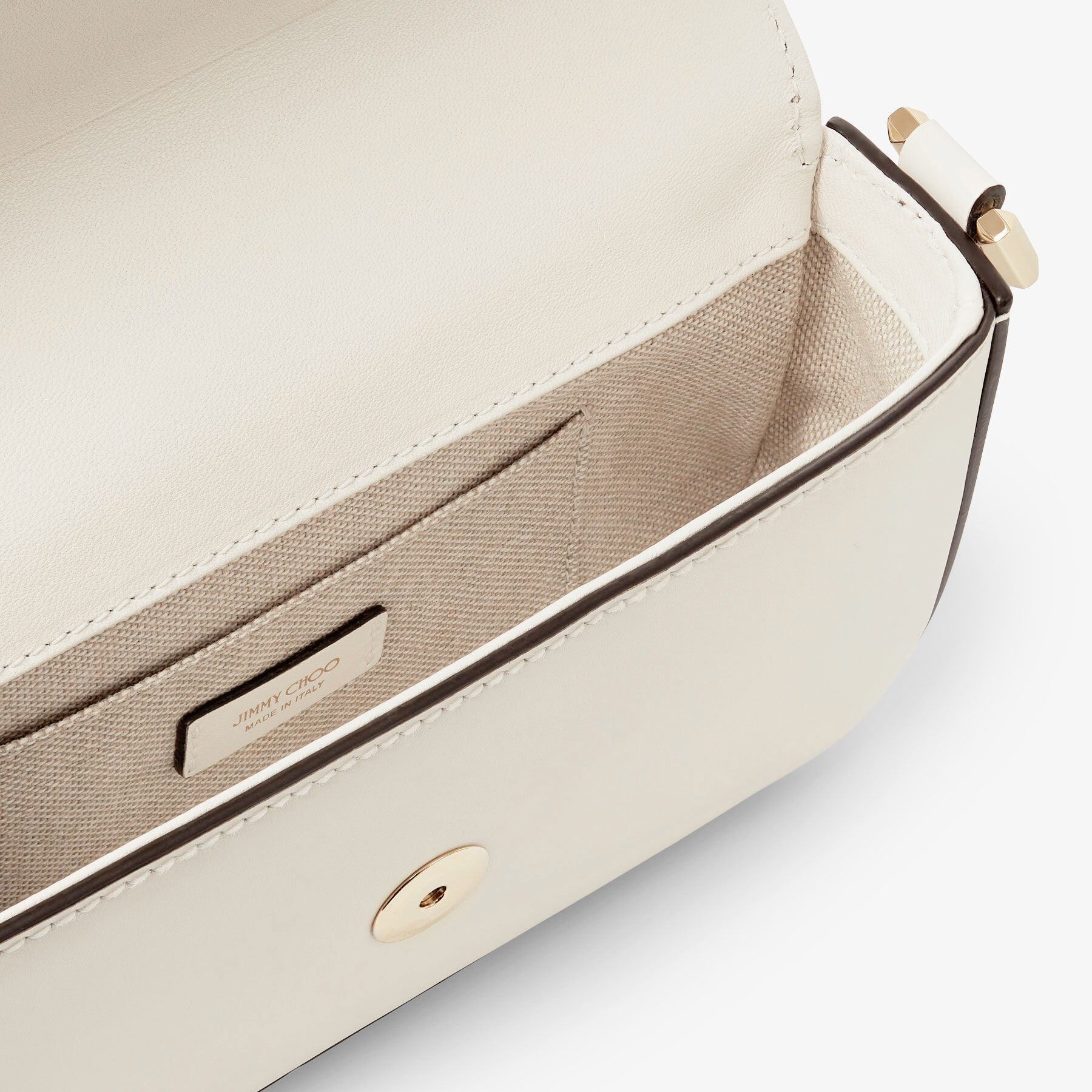 AVENUE MINI SHLDR Latte Leather Mini Shoulder Bag with JC Emblem
